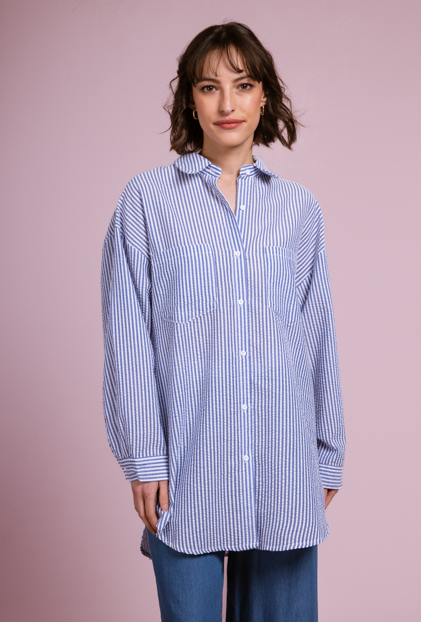 Wholesaler Cherry Paris - Boyfriend shirt in striped print hedi