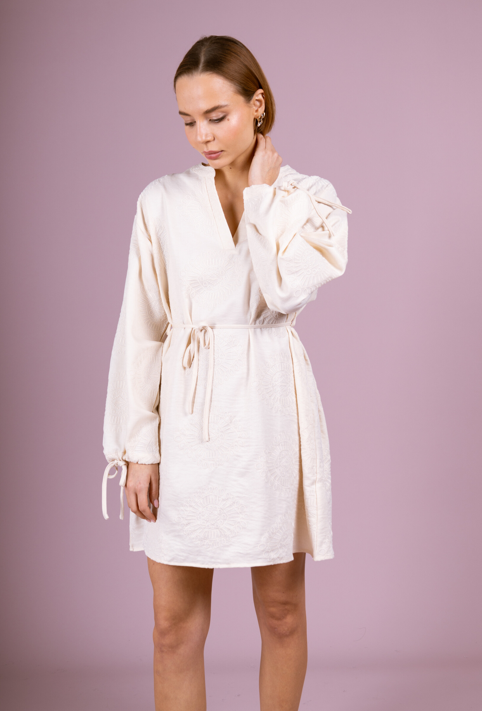 Wholesaler Cherry Paris - BELINDA belted bohemian embroidered dress