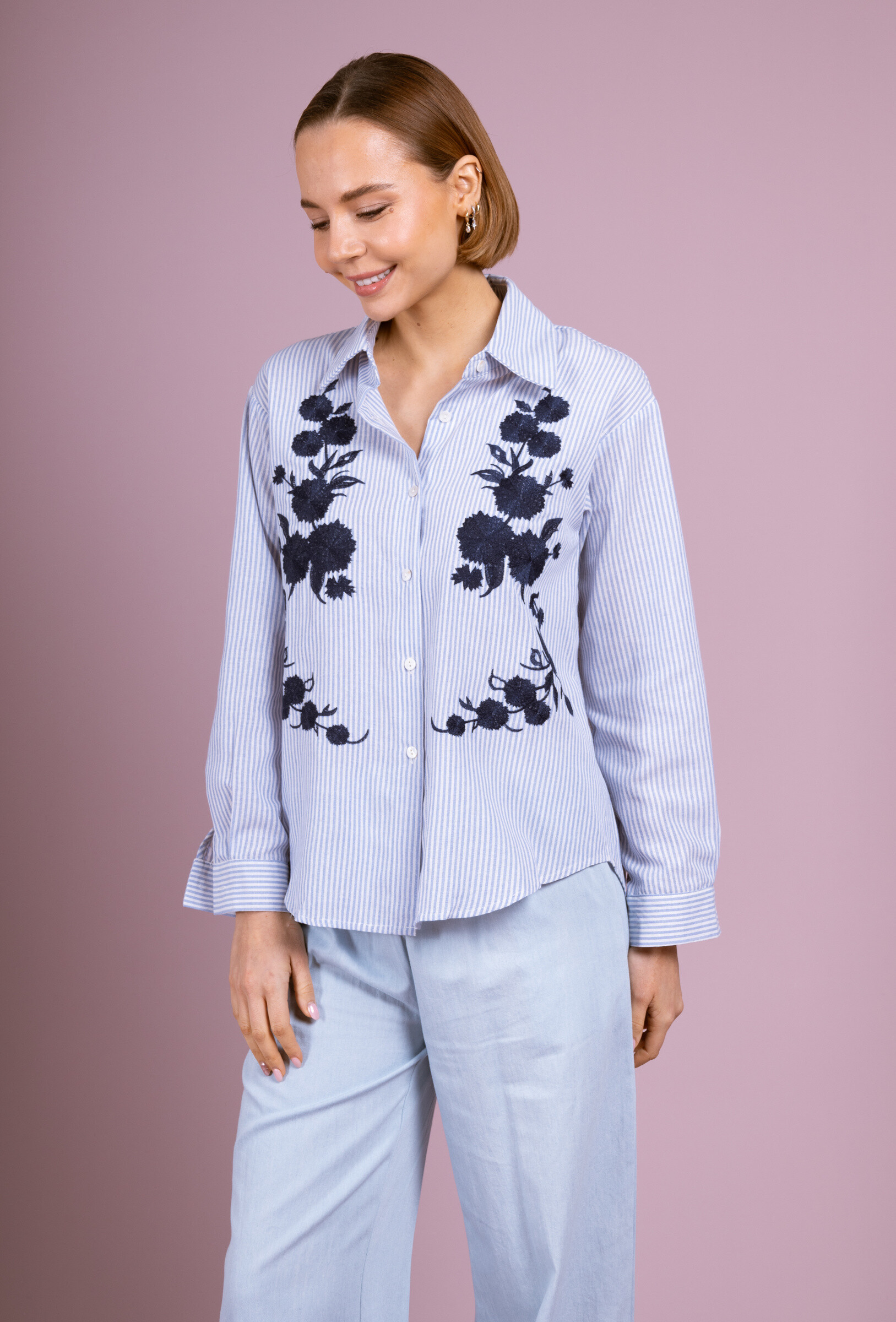 Wholesaler Cherry Paris - Striped shirt with ANTHEA embroidery