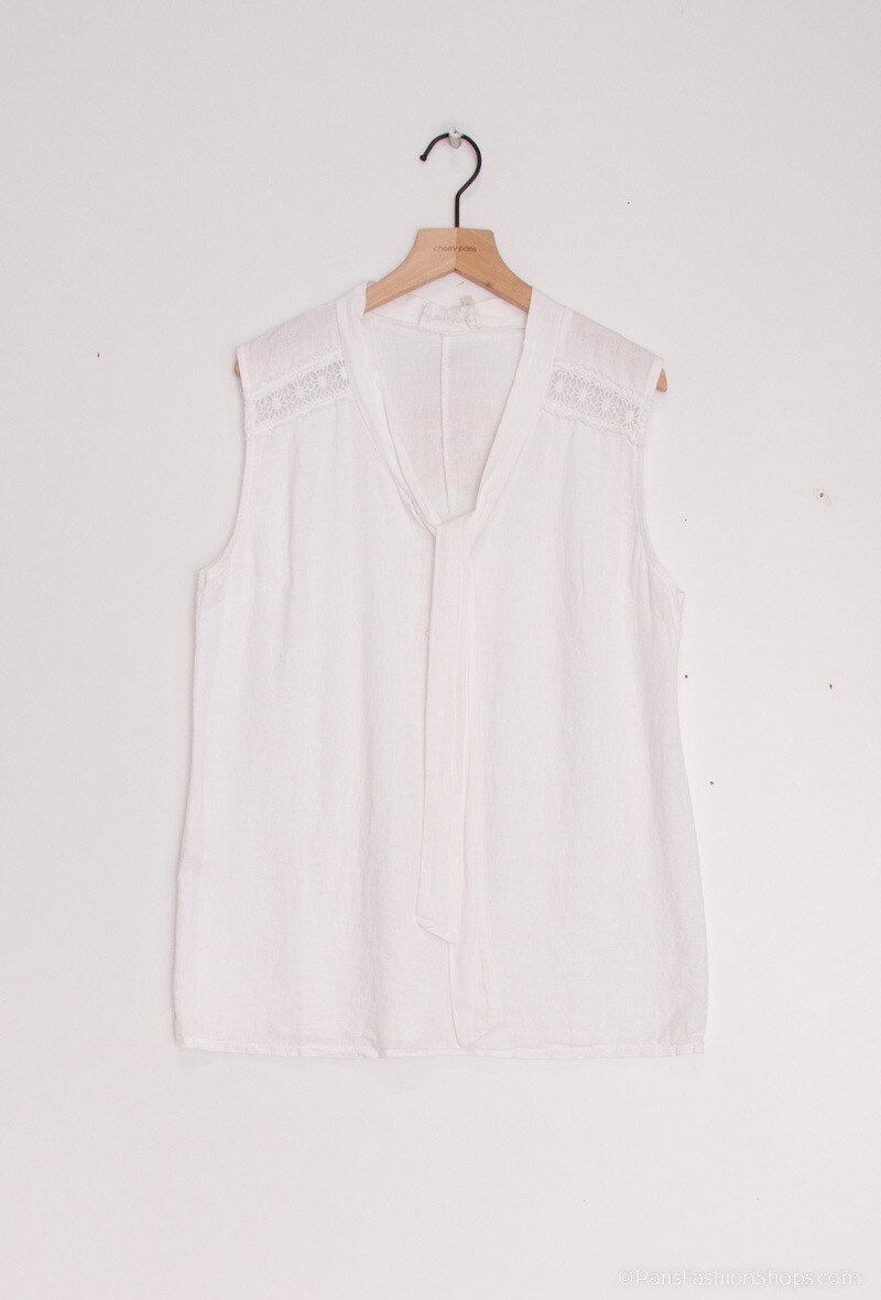 Grossiste Cherry Paris - Blouse sans manches avec col nouée GEMMA