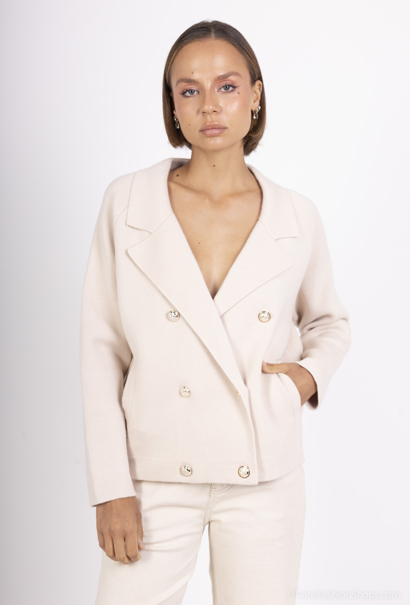 Grossiste Cherry Paris - Veste en maille épaisse double boutonnage JANNIE