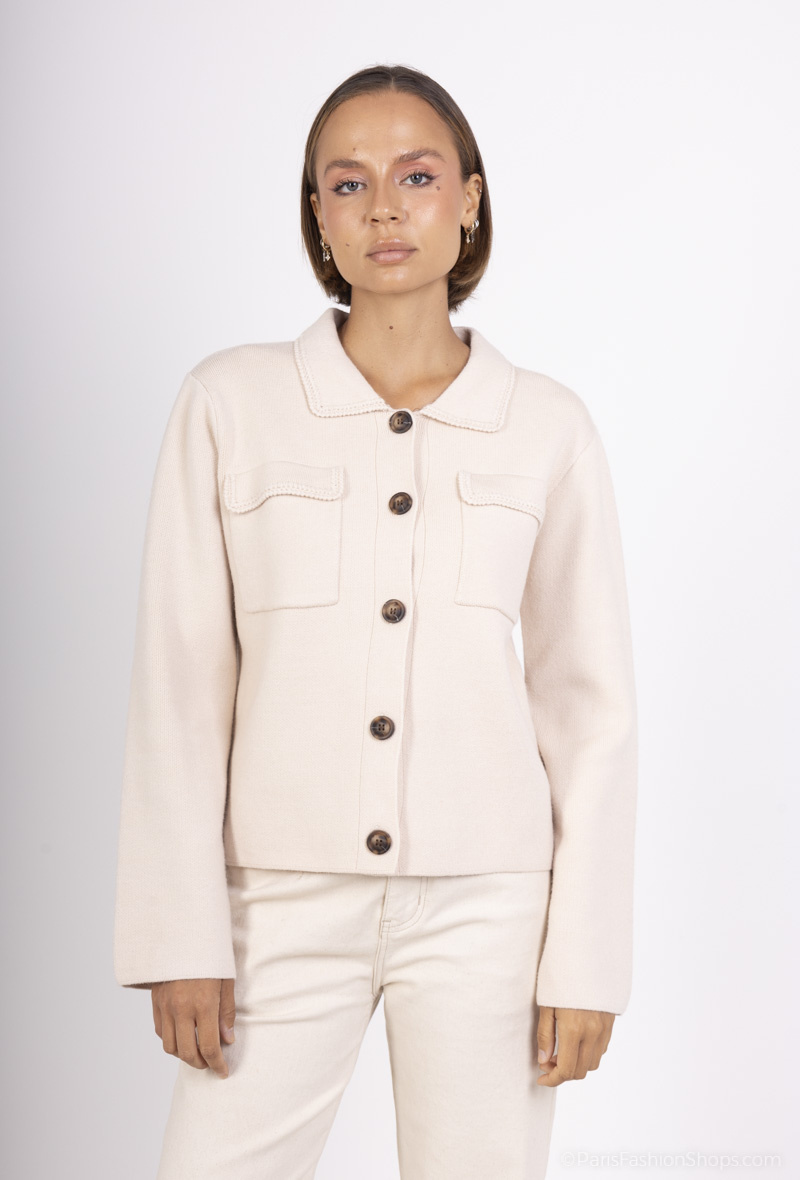 Grossiste Cherry Paris - Veste en maille épaisse boutonné DELILA