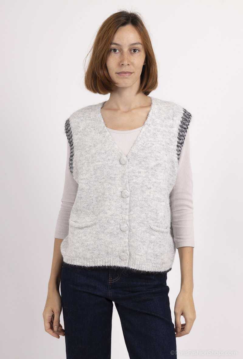 Grossiste Cherry Paris - Gilet en maille douche sans manches DALYA