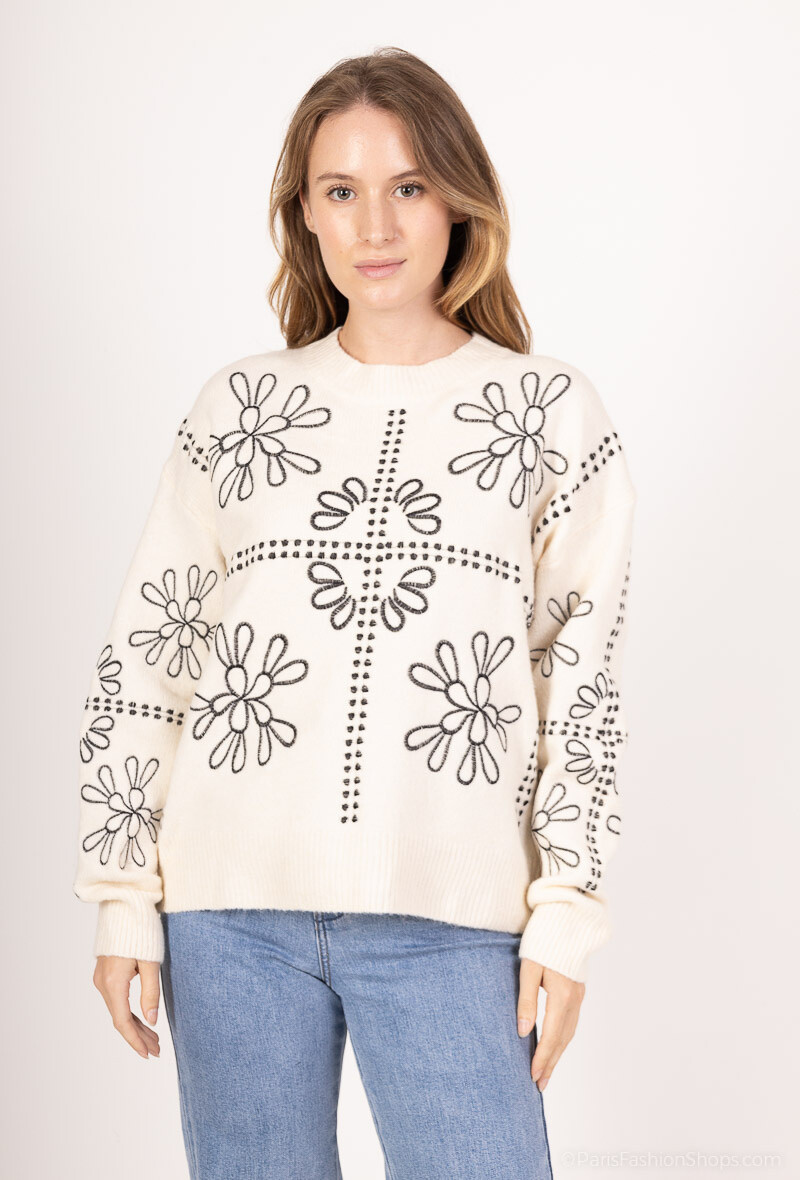 Wholesaler Cherry Paris - Sweater with floral embroidery SAHAR
