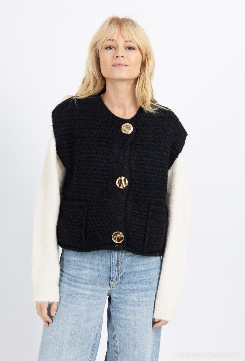 Wholesaler Cherry Paris - Sleeveless vest with large gold buttons LORANE