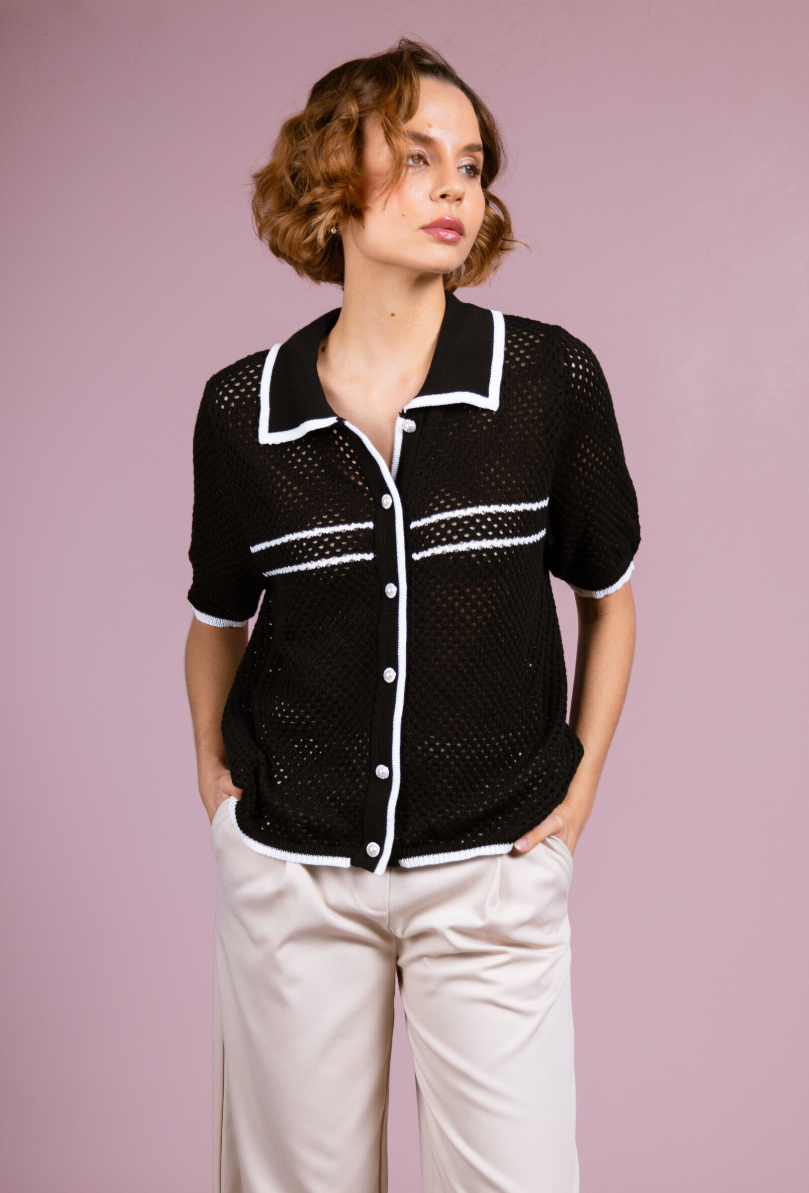 Wholesaler Cherry Paris - EDMONDE openwork knit blouse