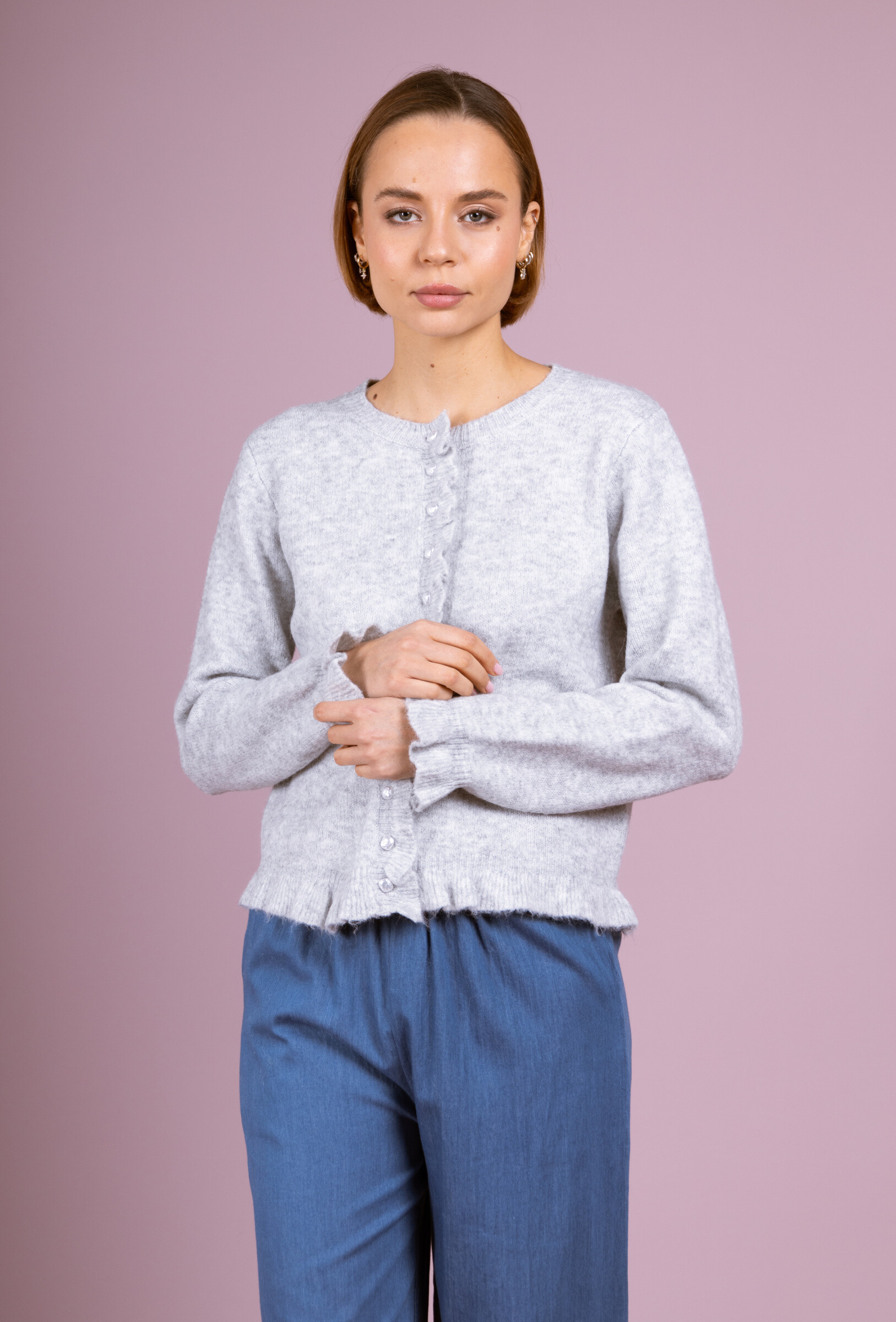 Wholesaler Cherry Paris - Long-sleeved cardigan with ruffles SOLENN