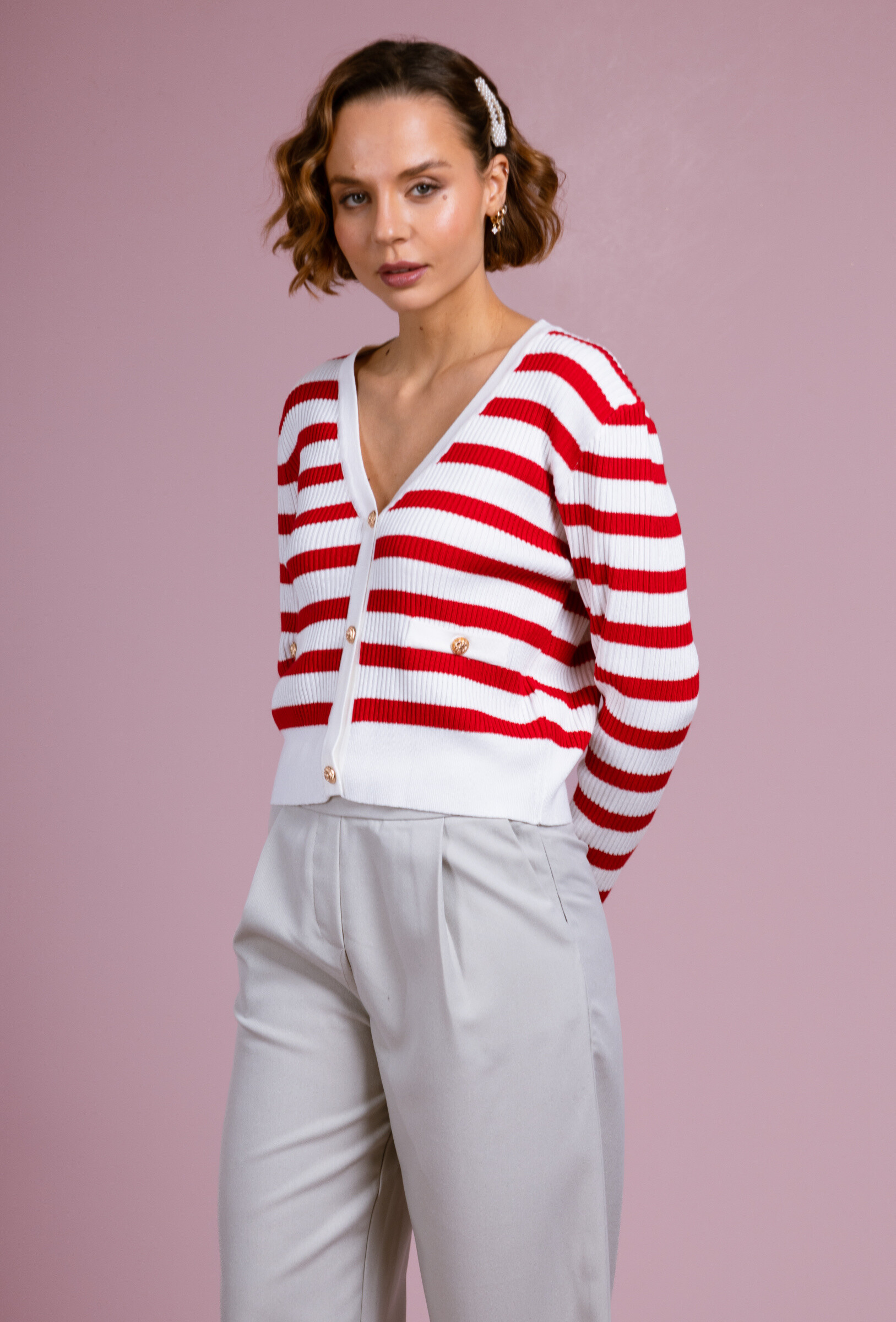 Wholesaler Cherry Paris - Jacquine stripes printed vest