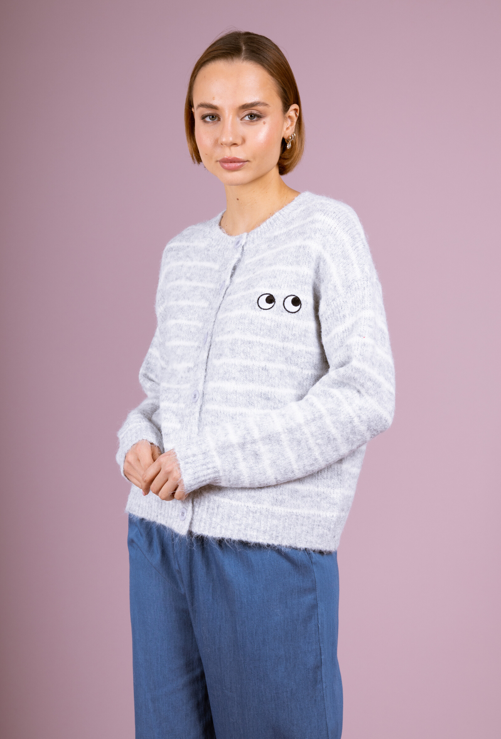 Wholesaler Cherry Paris - Long-sleeved striped cardigan with STESSY design