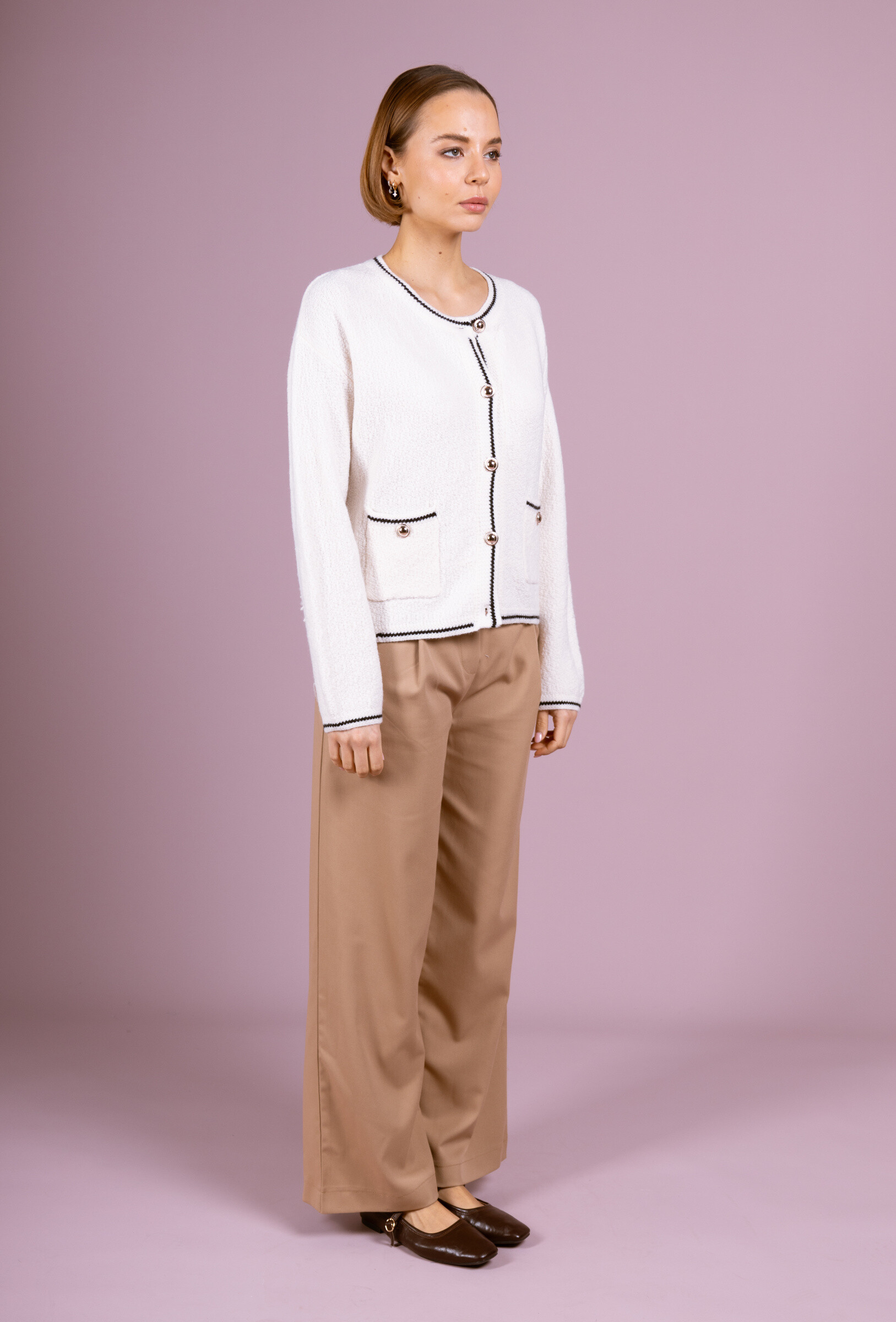 Wholesaler Cherry Paris - CELESTINE long-sleeved plain knit cardigan