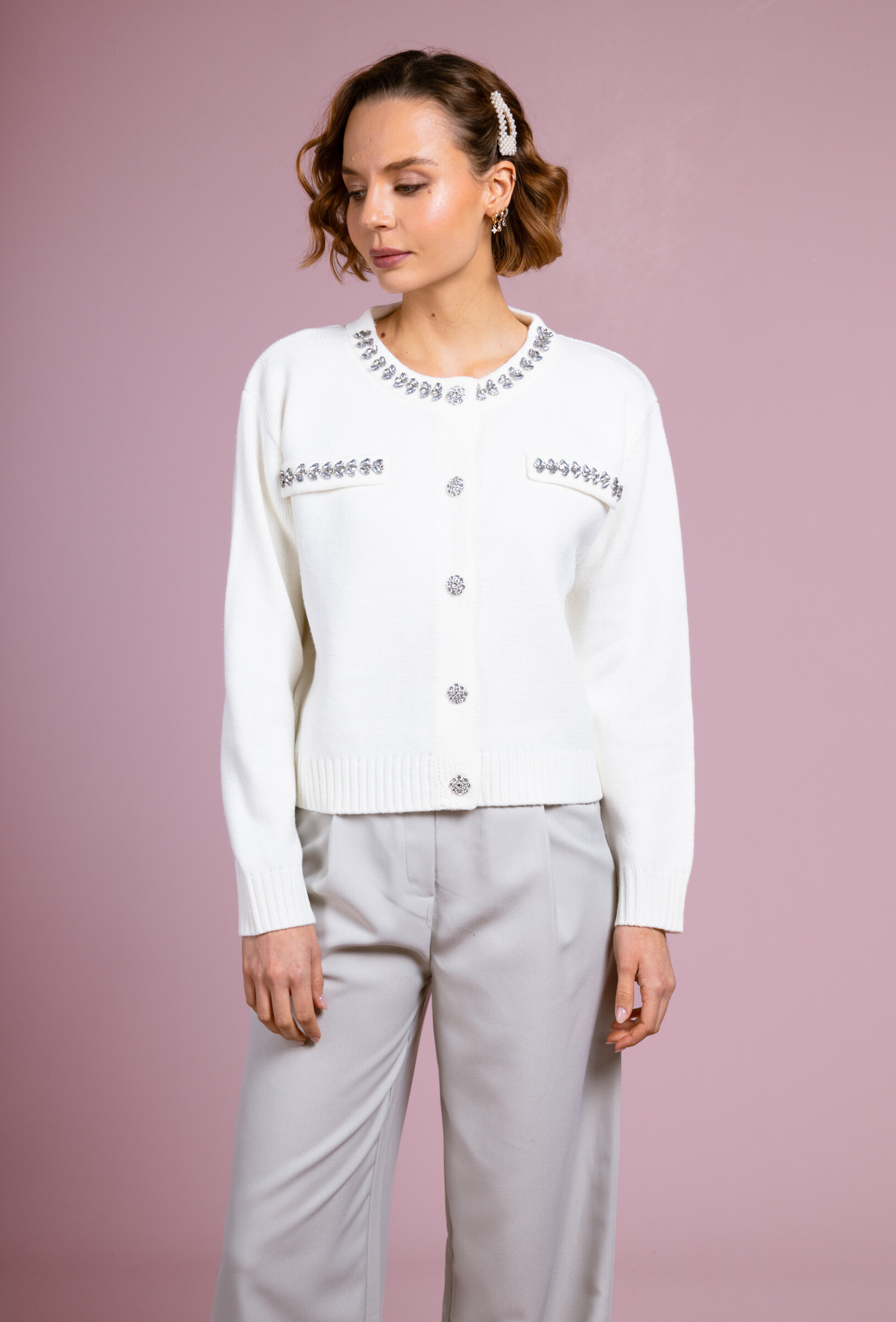 Wholesaler Cherry Paris - Long-sleeved cardigan with SIBEL jewelry
