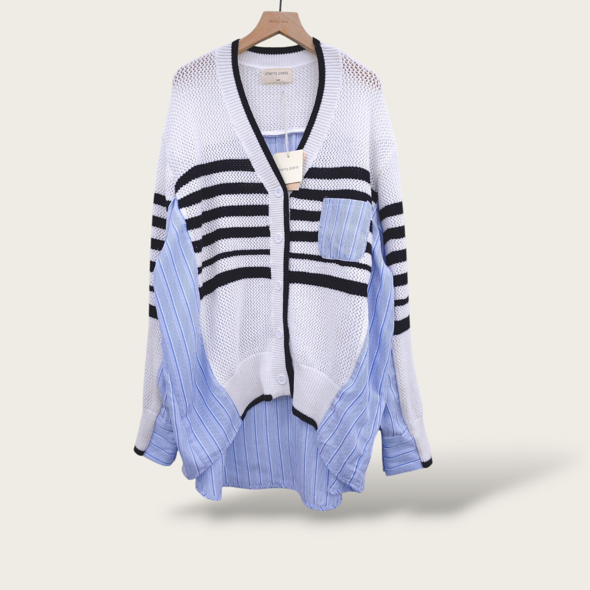 Wholesaler Cherry Paris - Two-material mesh vest with LAZARE striped fabric