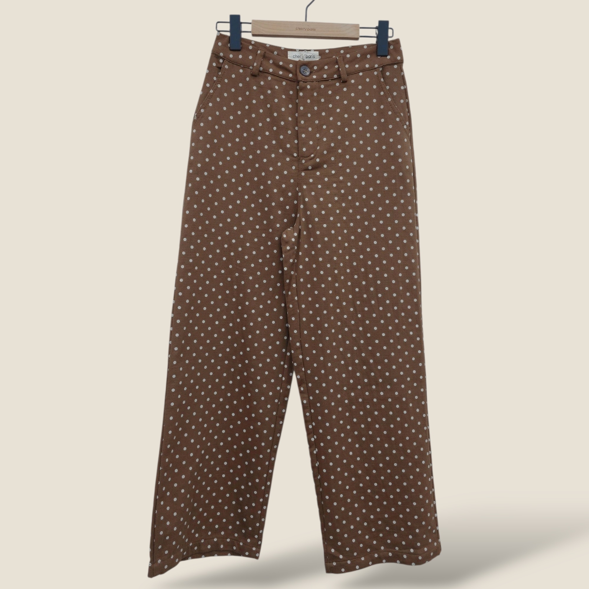 Grossiste Cherry Paris - Pantalon droit en coton imprimé petits pois HECTORINE