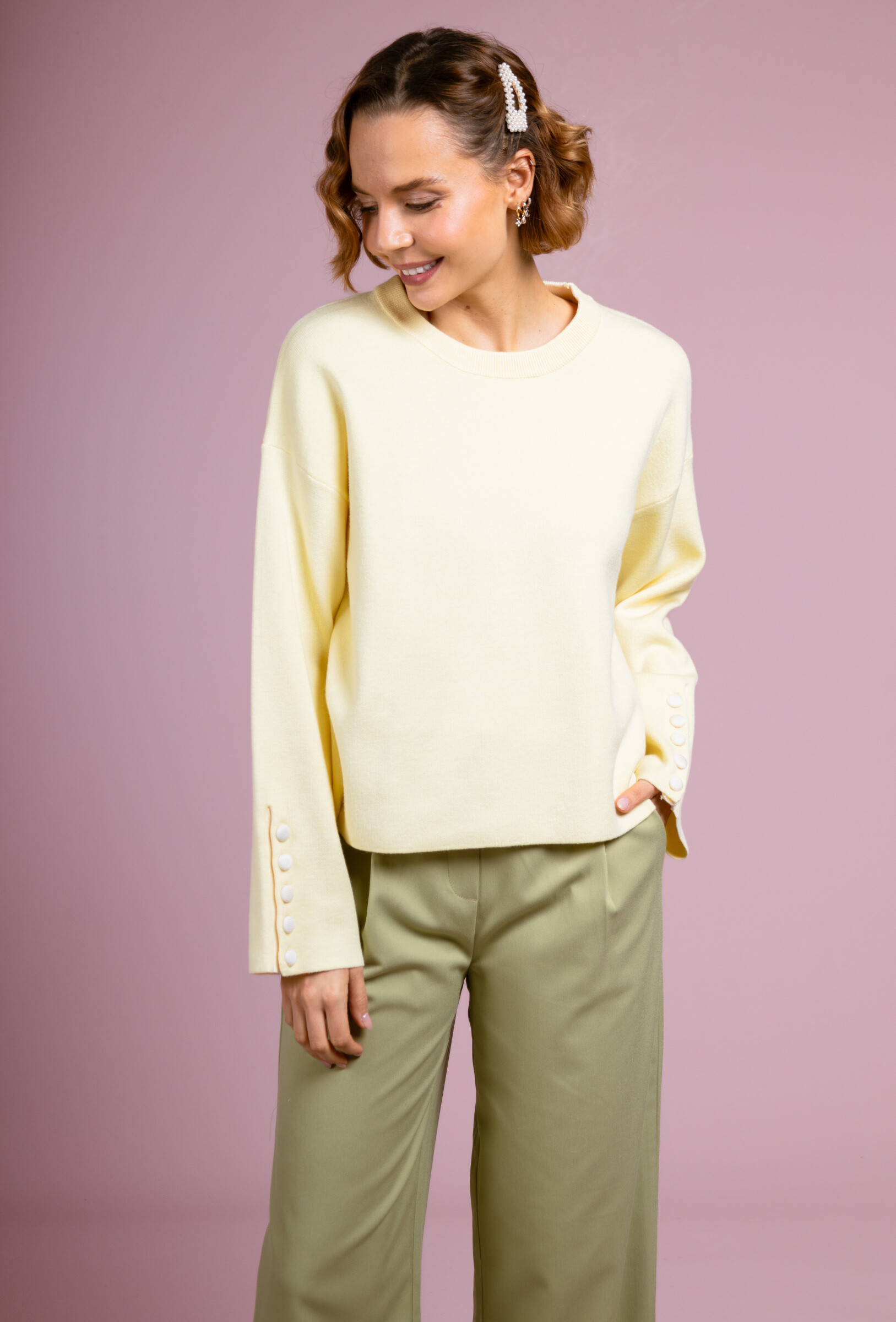 Wholesaler Cherry Paris - Long sleeve sweater with Mutiples Victorine buttons