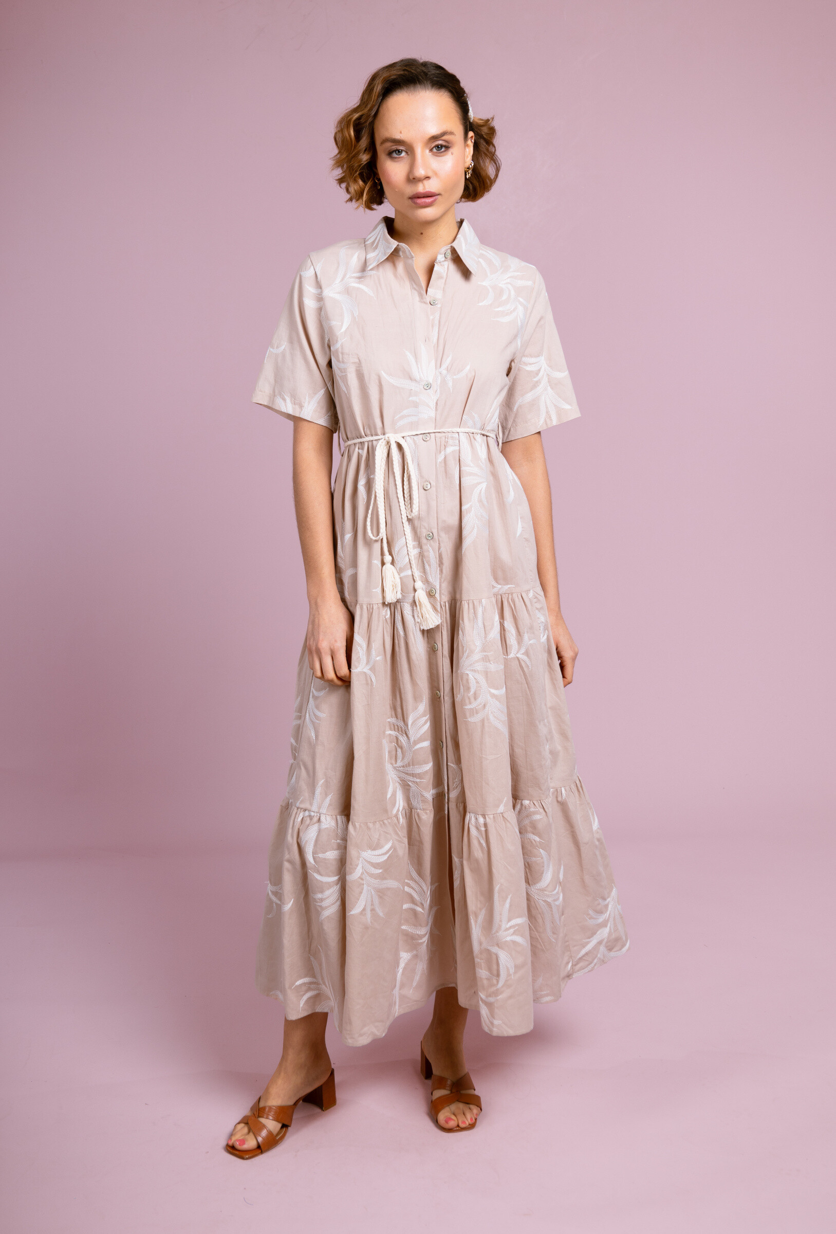 Wholesaler Cherry Paris - Long printed dress buttoned with margareth rope belt