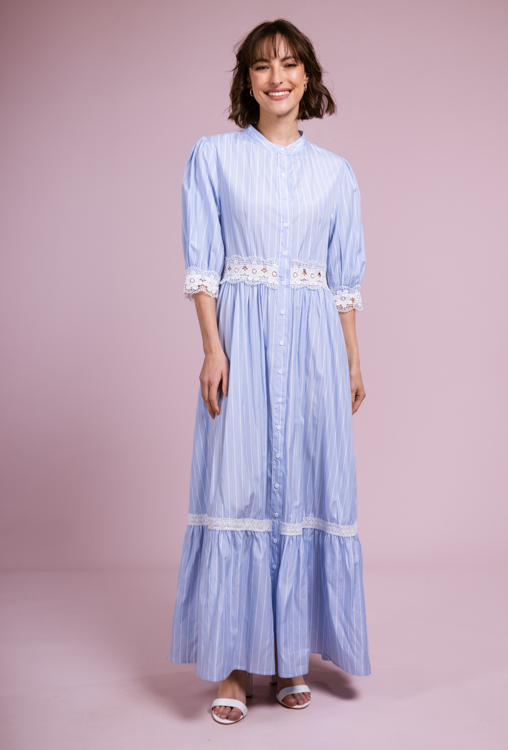 Wholesaler Cherry Paris - Long wire fabric dress with Diana lace