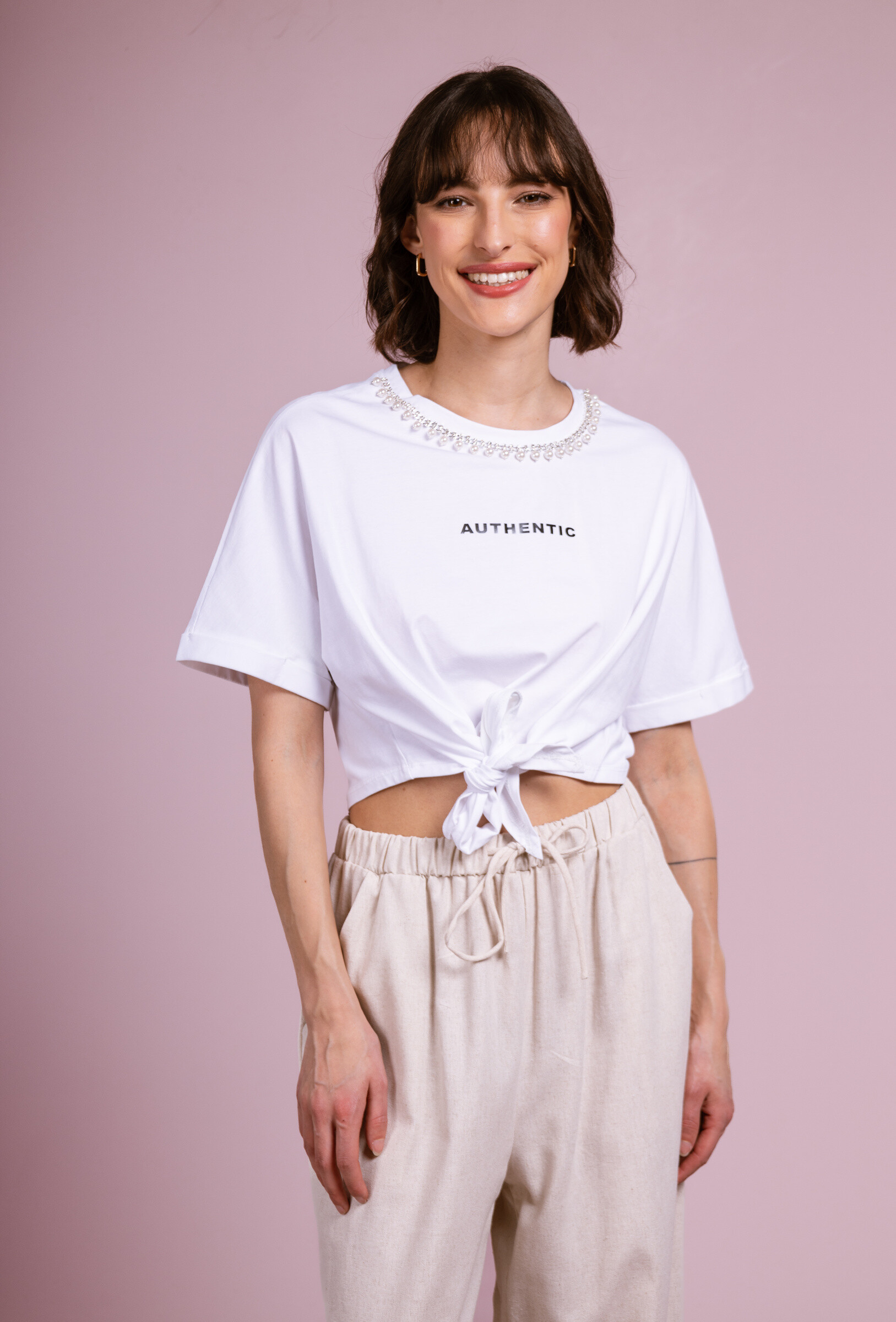 Wholesaler Cherry Paris - Crop cotton t -shirt with gin inscriptions