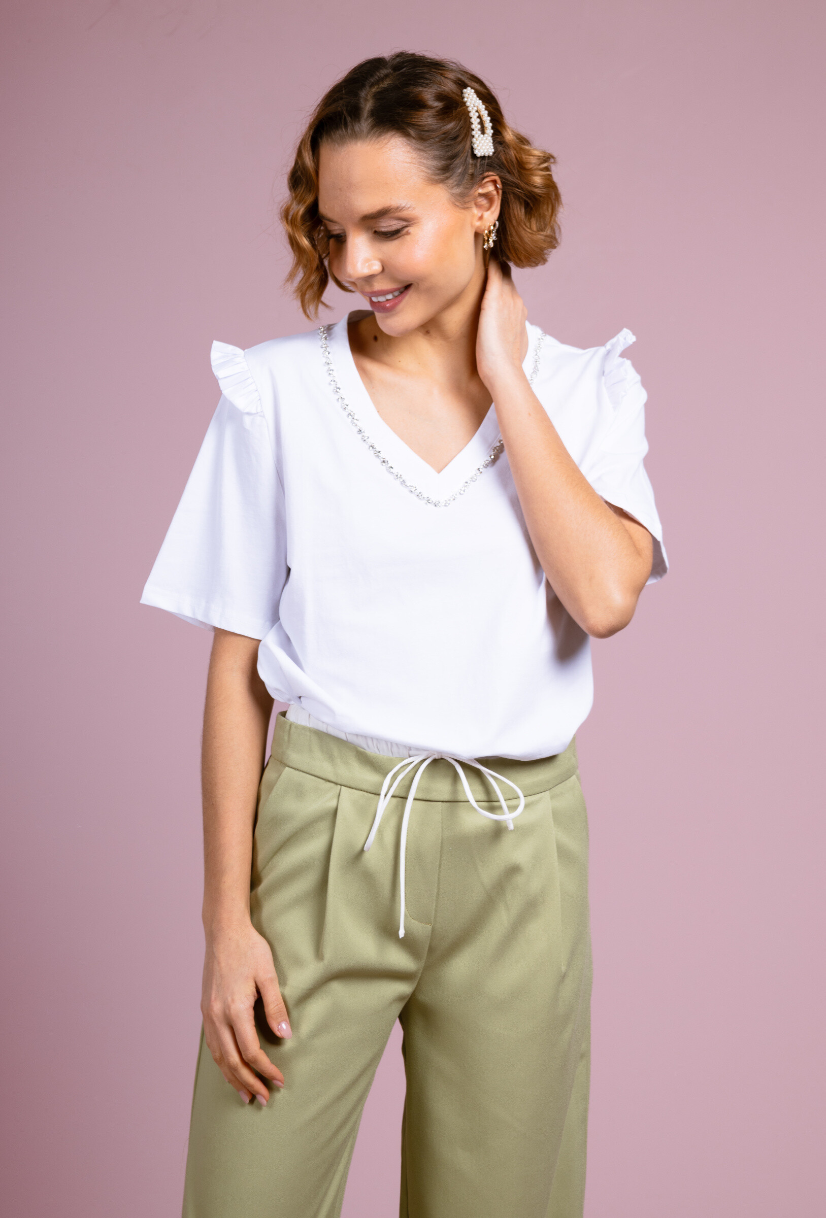 Wholesaler Cherry Paris - Cotton t shirt with jewelry collar Joan