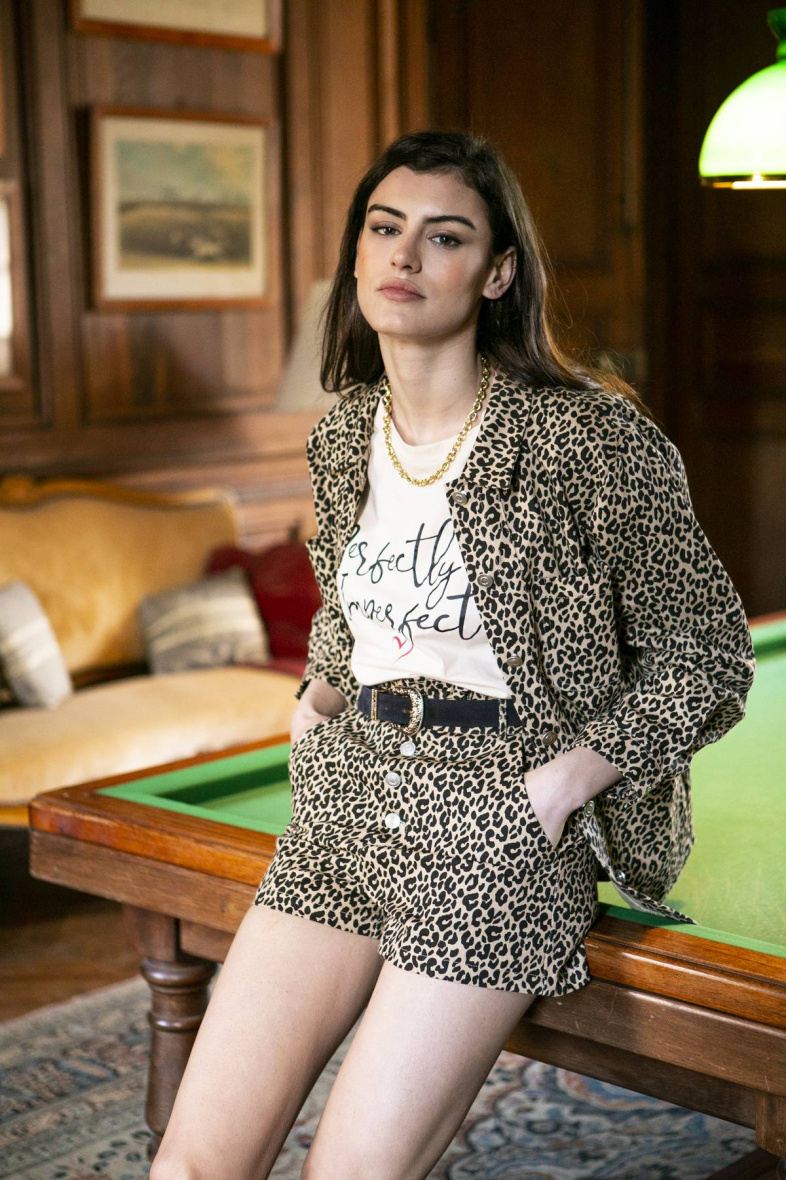 Großhändler Cherry Paris - ELINE übergroße Baumwolljacke mit Leopardenmuster