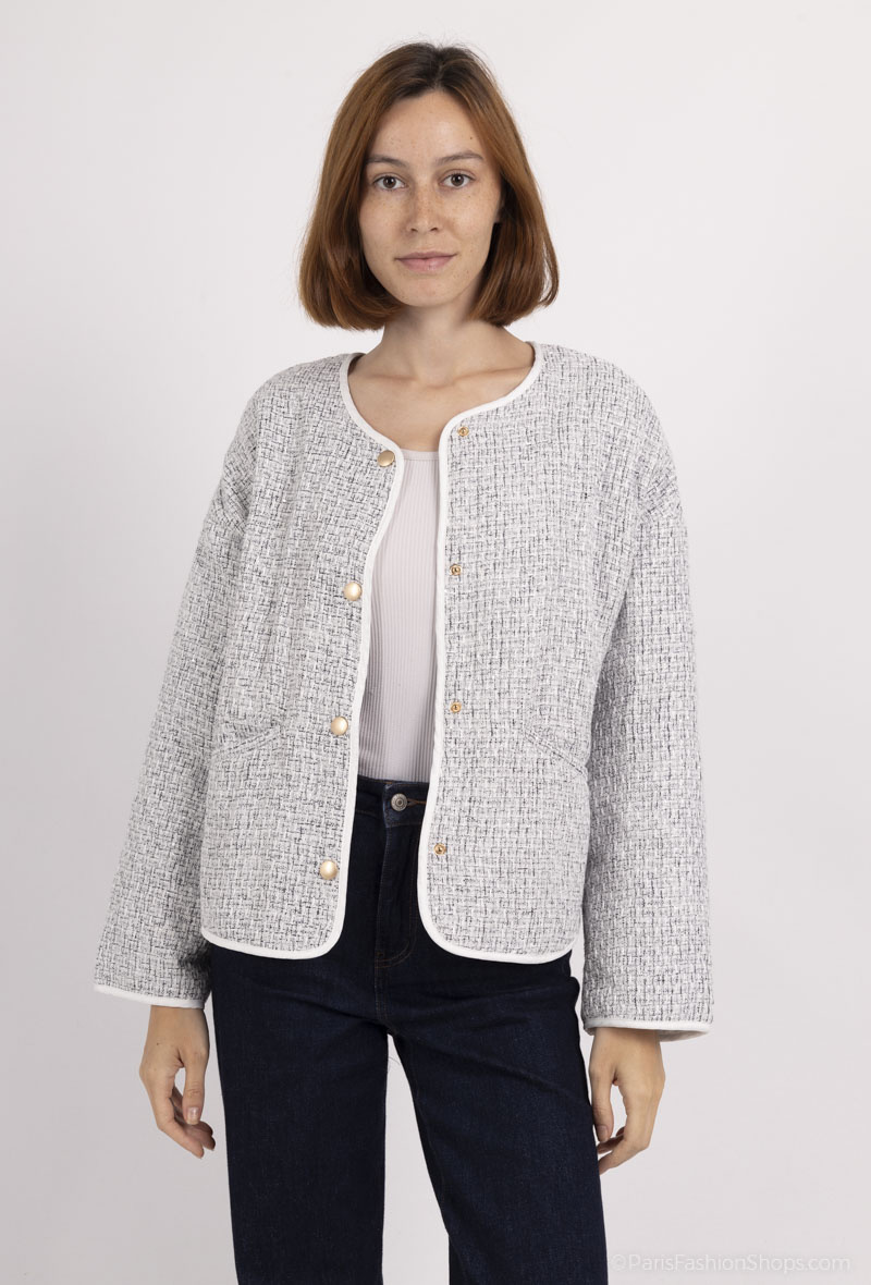 Wholesaler Cherry Paris - PEGGIE quilted tweed jacket with sequins