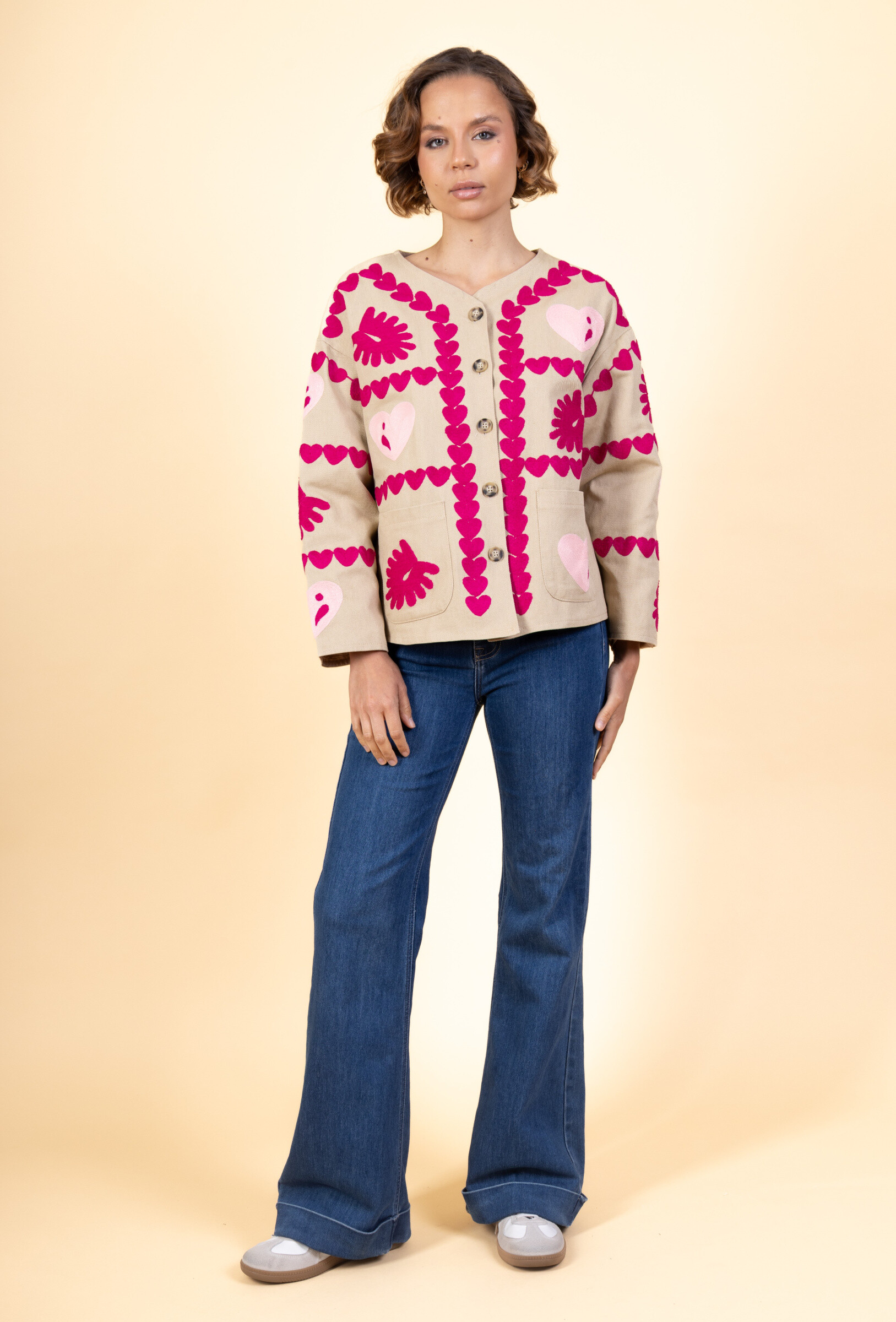 Grossiste Cherry Paris - Veste en coton uni avec broderies LALLA