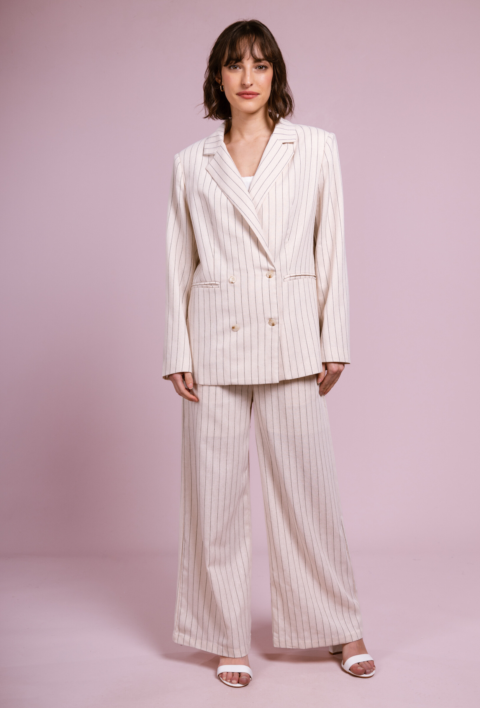 Wholesaler Cherry Paris - GLENDA striped print double-breasted jacket
