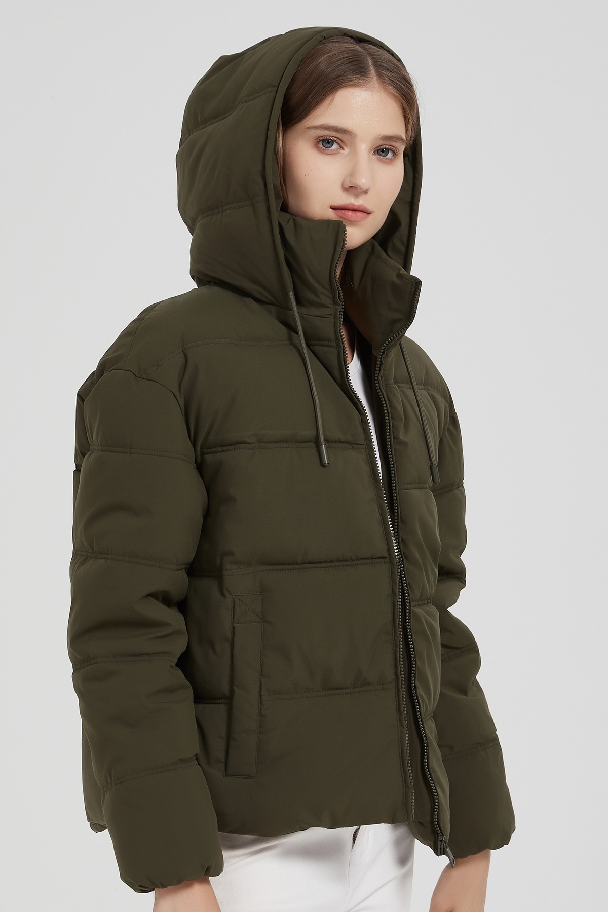 Mayorista CHEVERY - Chaqueta acolchada corta para mujer con capucha extragrande