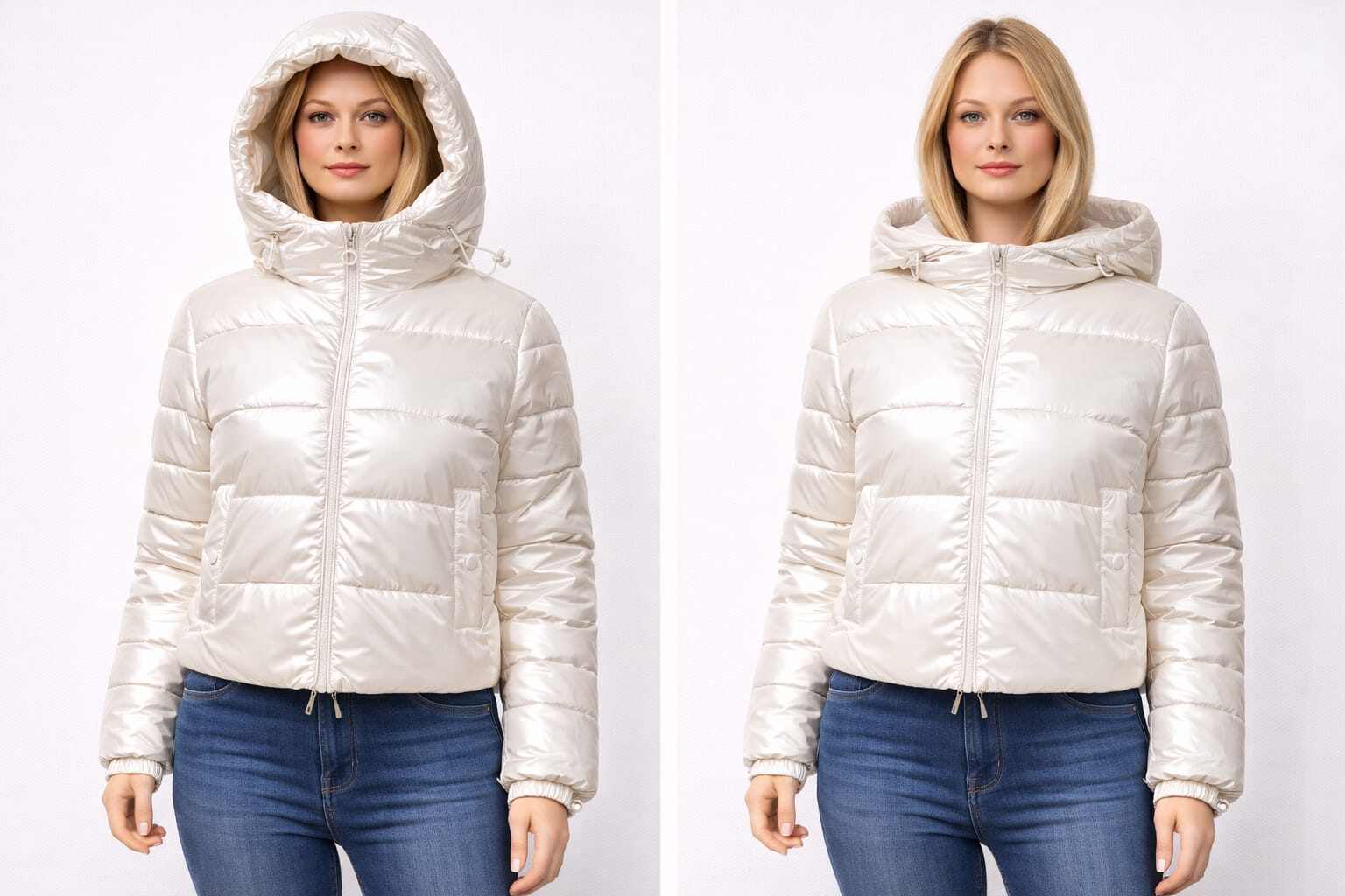 Wholesaler CHEVERY - Shiny short puffer jacket with adjustable hood MAYA