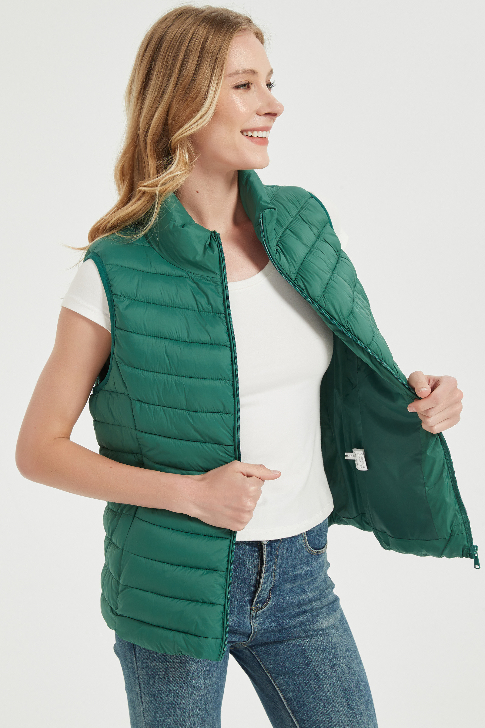 Mayorista CHEVERY - Chaleco acolchado sin mangas para mujer con cuello alto