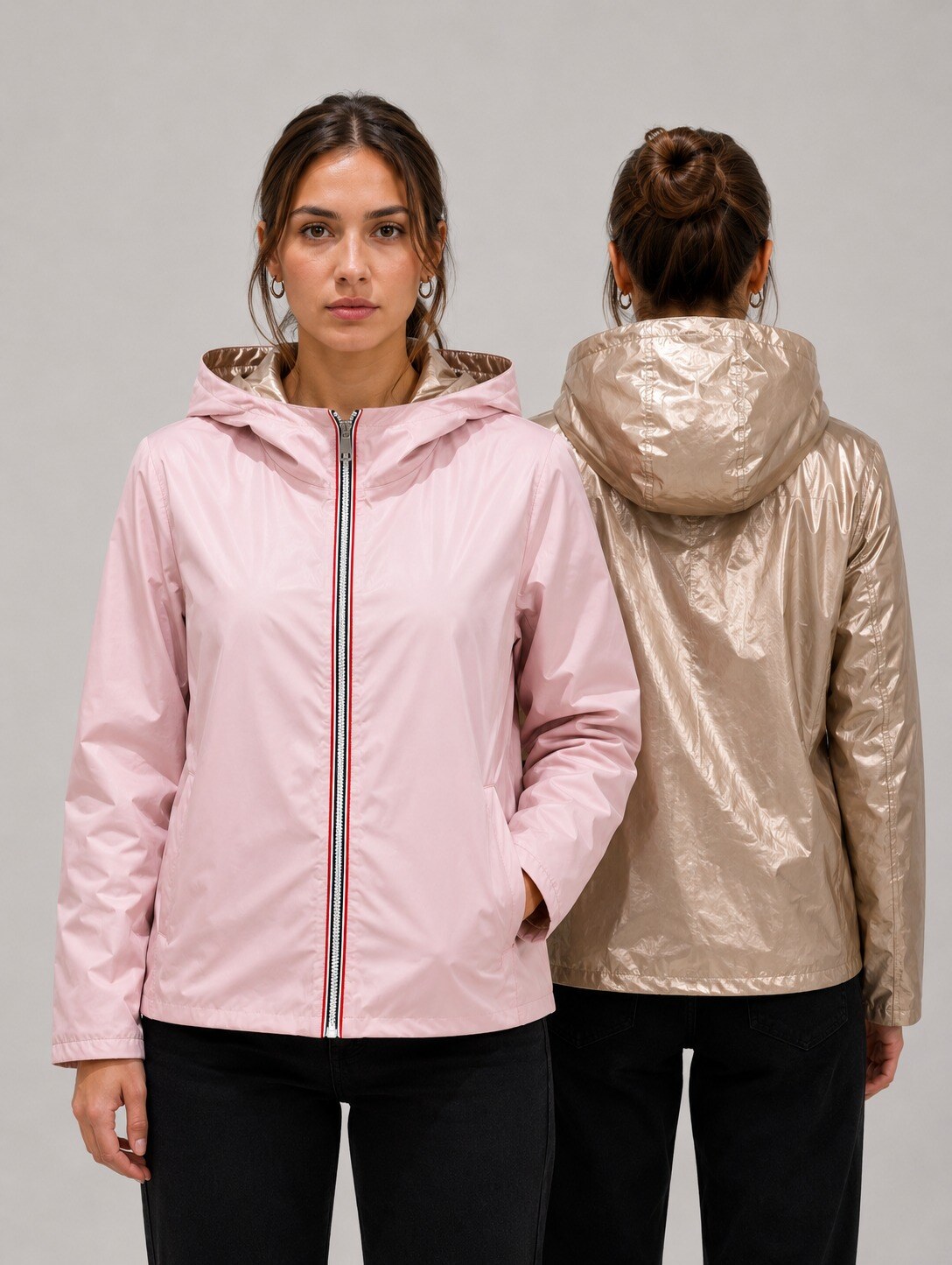 Grossista CHEVERY - Giacca leggera reversibile con cappuccio