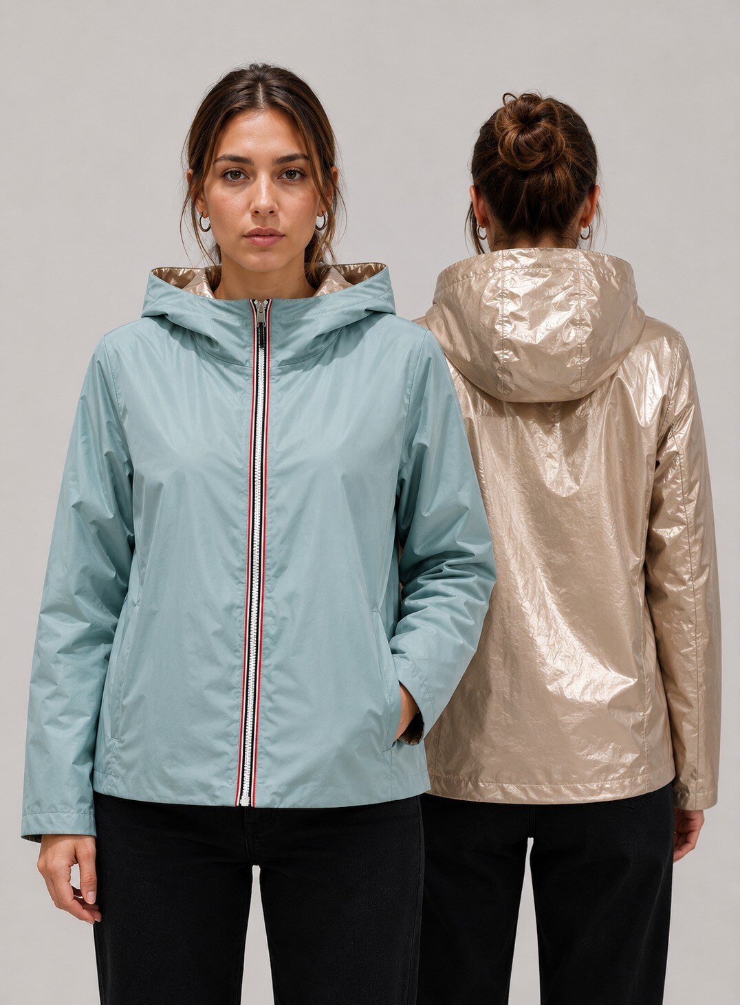 Grossista CHEVERY - Giacca leggera reversibile con cappuccio