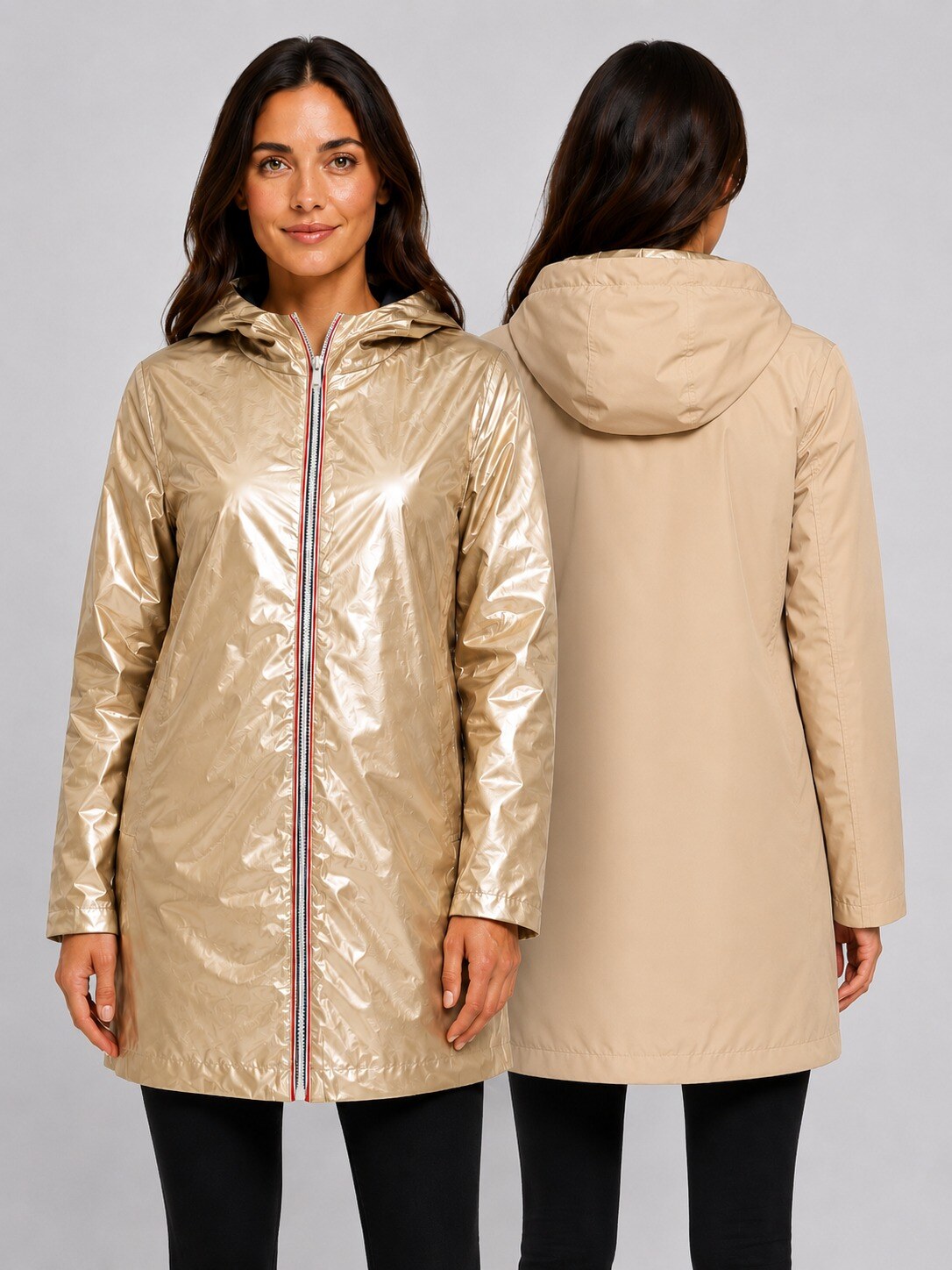 Grossista CHEVERY - Parka lungo reversibile con cappuccio