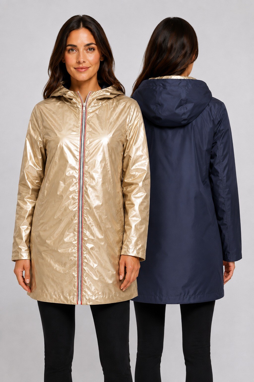 Grossista CHEVERY - Parka lunga reversibile con cappuccio
