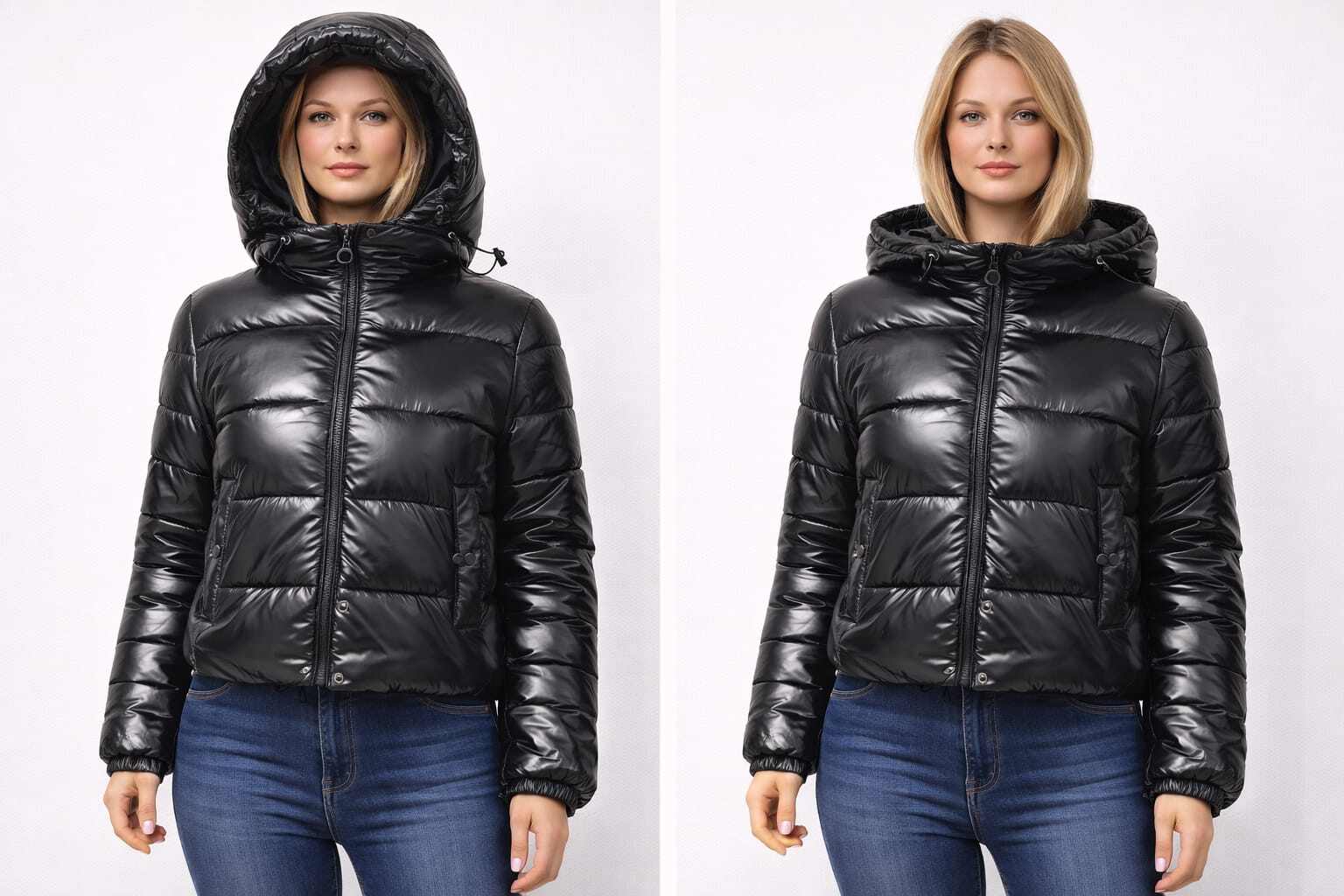 Wholesaler CHEVERY - Shiny short puffer jacket with adjustable hood MAYA