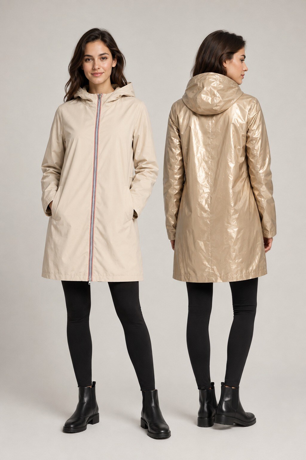 Grossista CHEVERY - Parka lungo reversibile con cappuccio