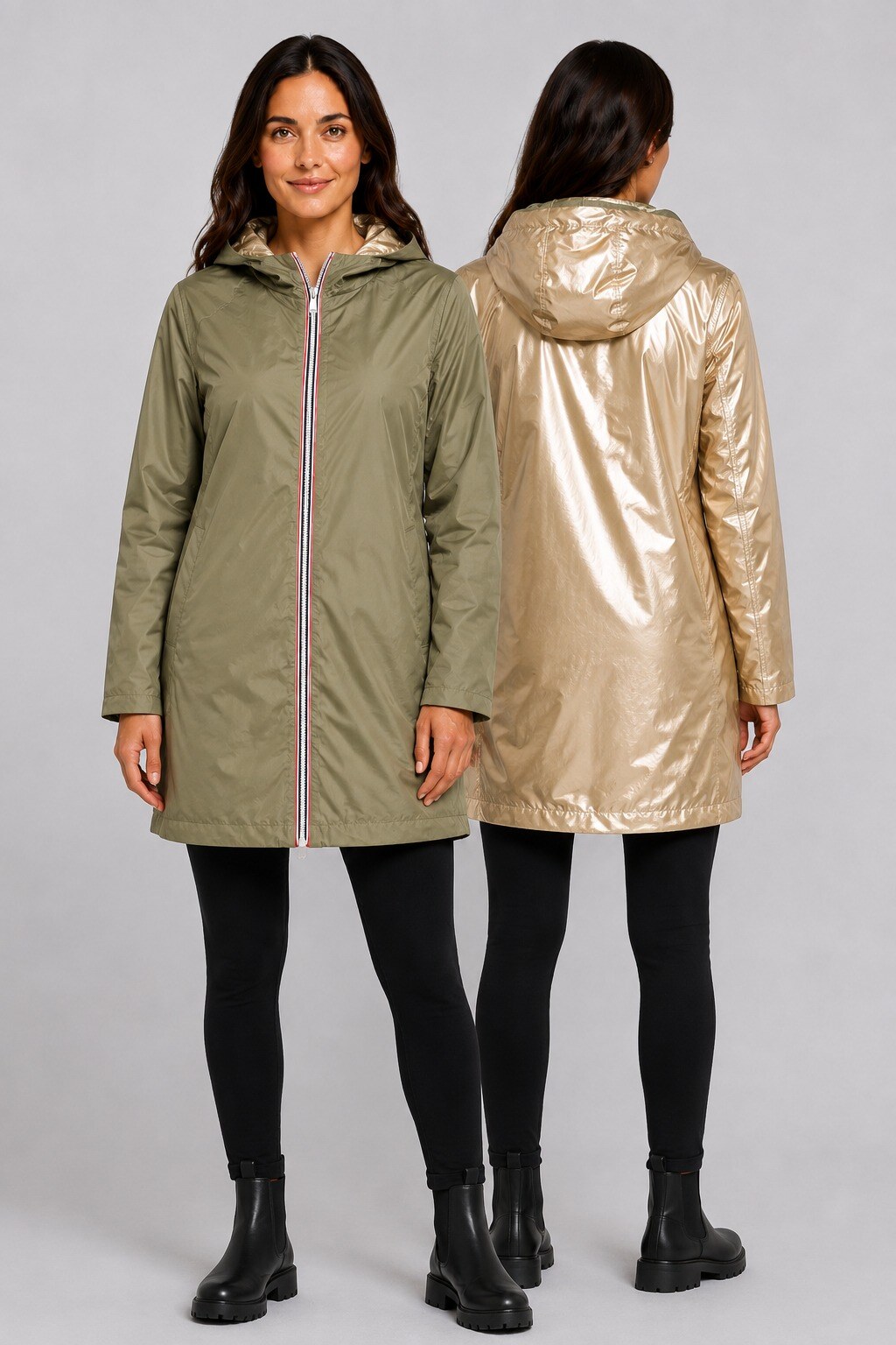 Grossista CHEVERY - Parka lungo reversibile con cappuccio