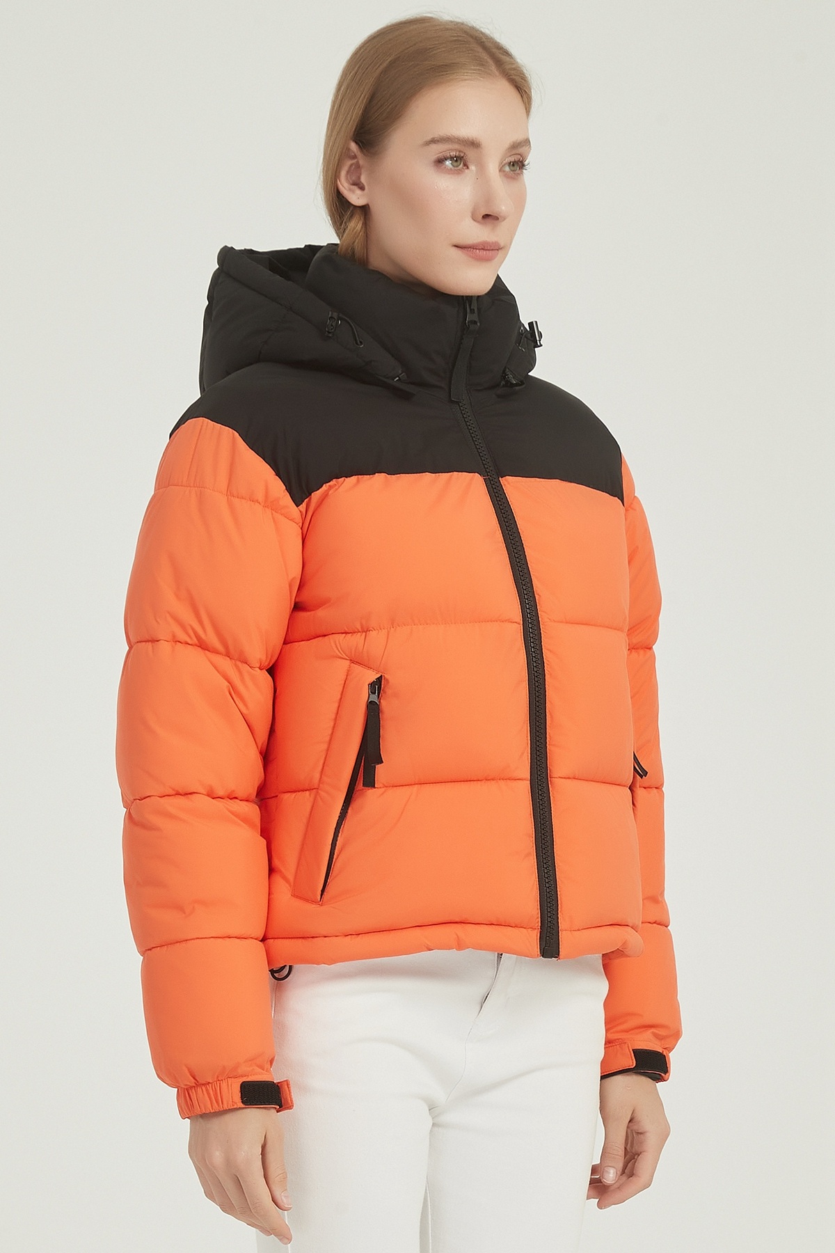Wholesaler CHEVERY - Two-Tone Design Puffer Jacket with Hood
