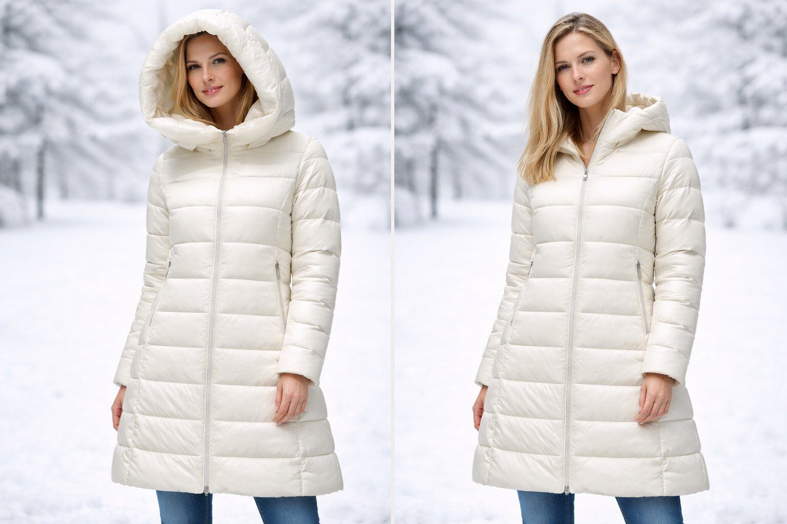 Mayorista CHEVERY - Abrigo largo acolchado brillante para mujer con capucha