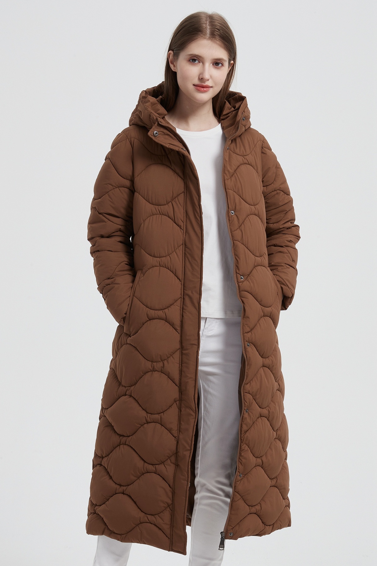 Mayorista CHEVERY - Abrigo largo acolchado con capucha para mujer