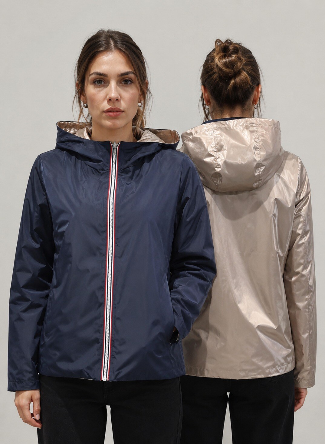 Grossista CHEVERY - Giacca leggera reversibile con cappuccio