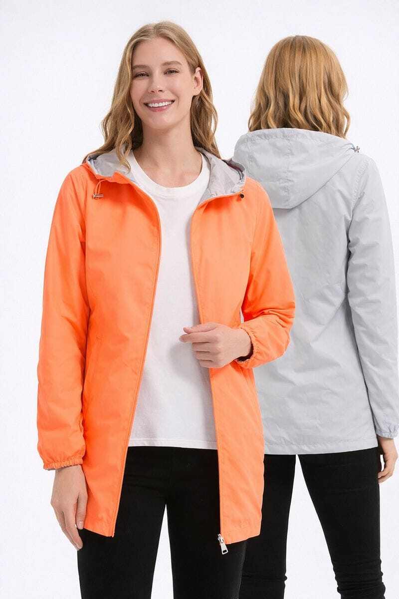 Mayorista CHEVERY - Chaqueta ligera reversible para mujer en negro y beige con capucha
