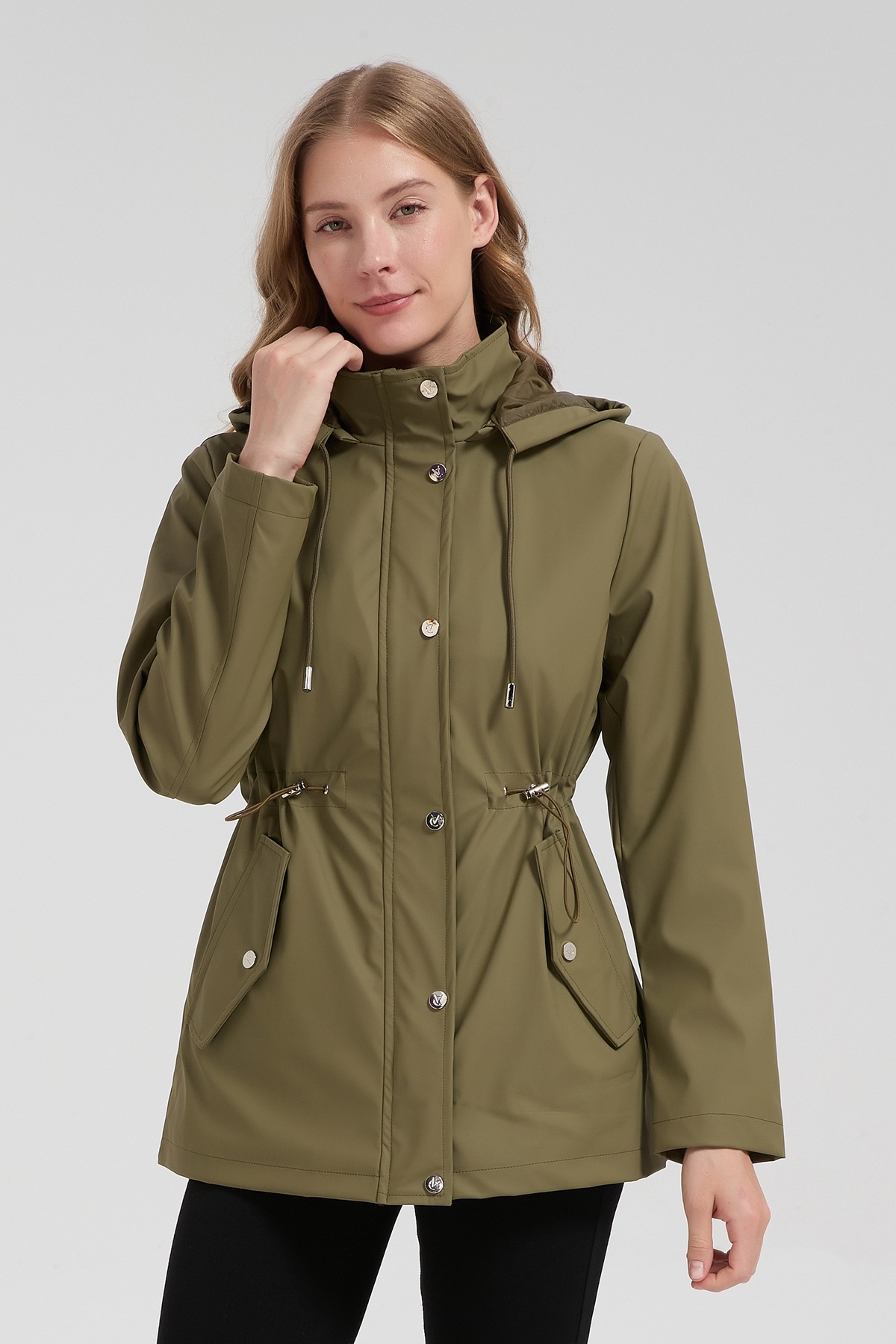Mayorista CHEVERY - Parka impermeable para mujer con capucha ajustable