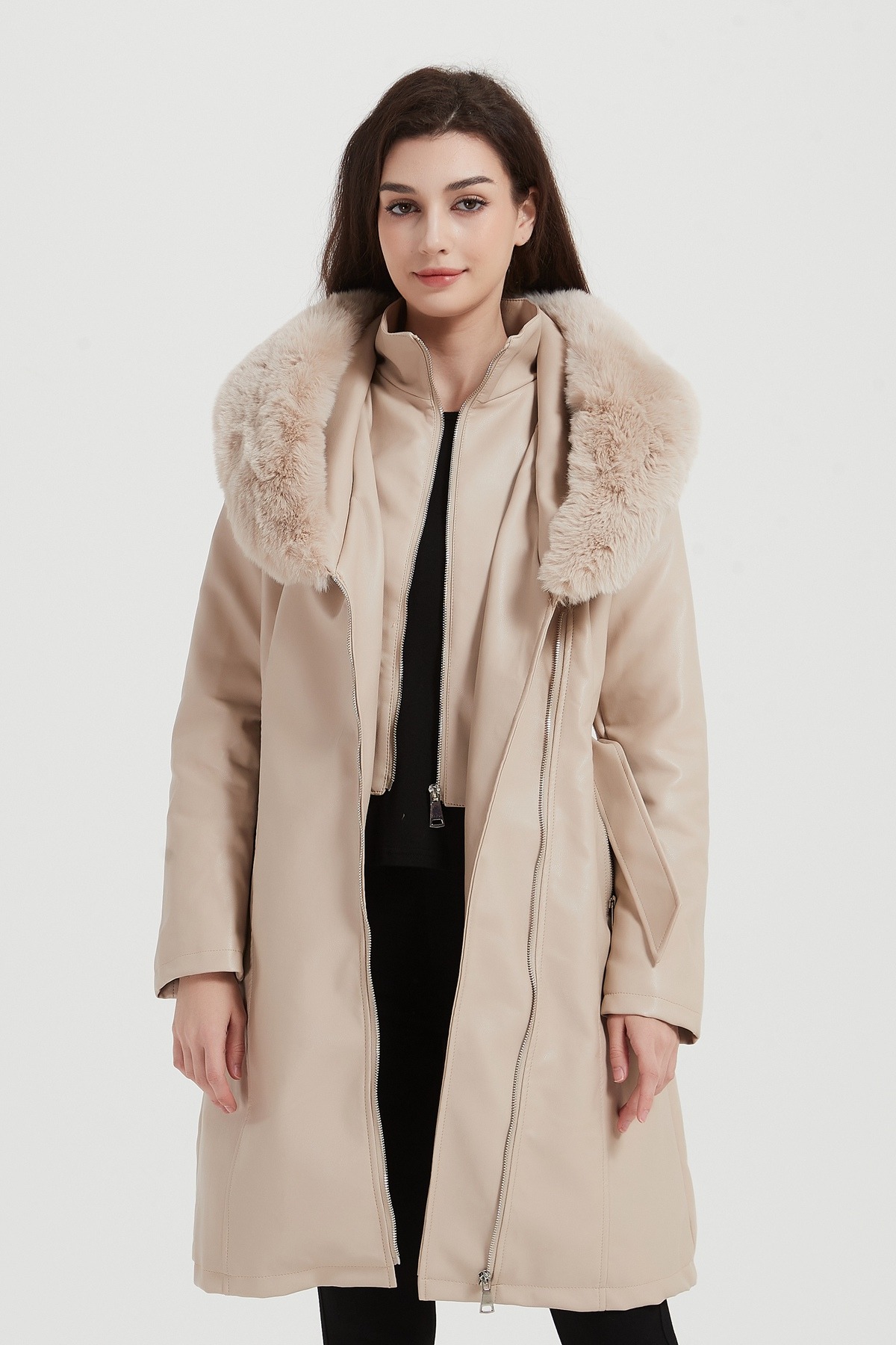 Grossiste CHEVERY - Manteau doublé avec col en fausse fourrure oversize