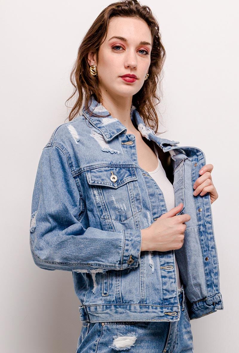 Wholesaler Chic Shop - Ripped denim jacket
