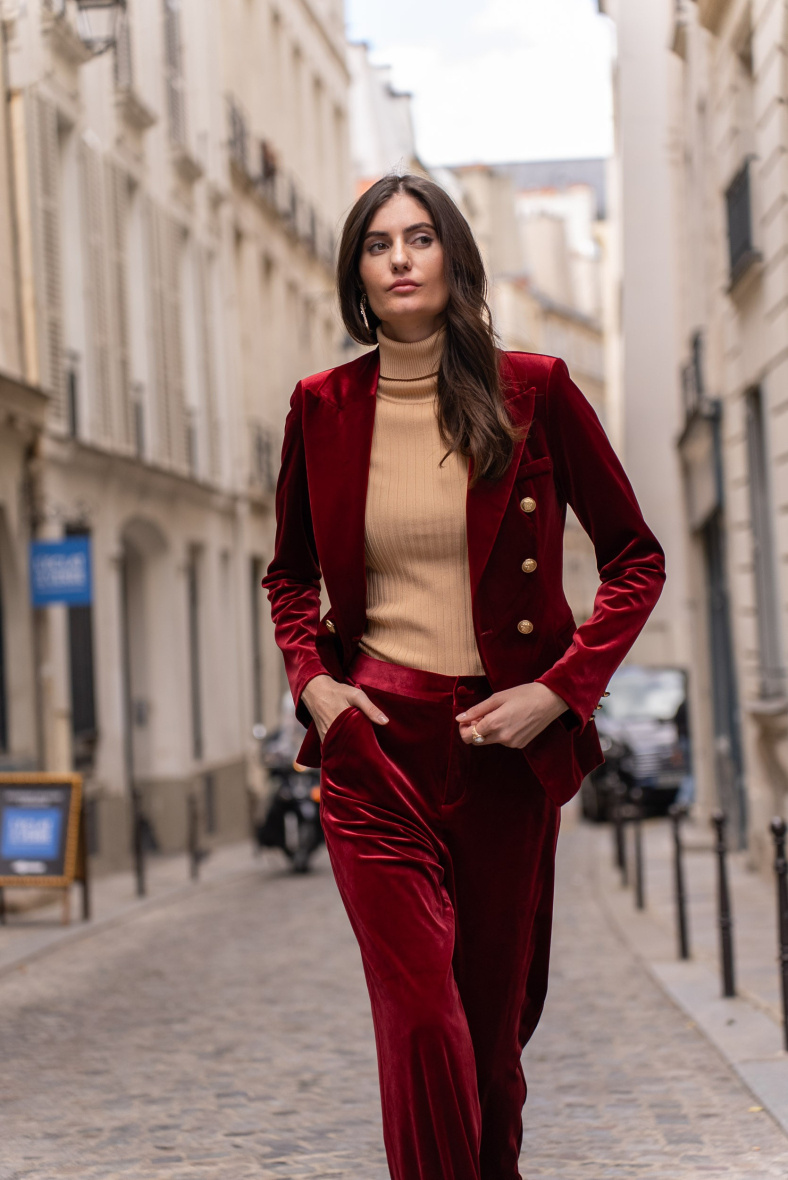 Mayorista Choklate - Chaqueta blazer de terciopelo con botones dorados