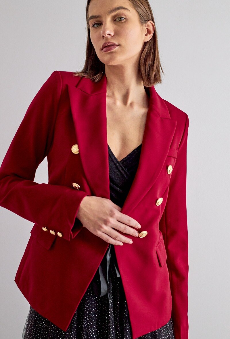 Grossiste Choklate - Veste blazer croisée avec boutons dorées