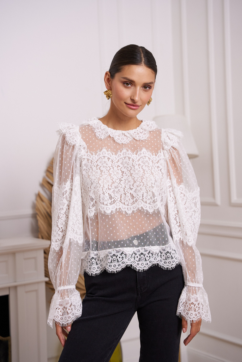 Wholesaler Choklate - Pre-Fall Lace Peter Pan Collar Blouse