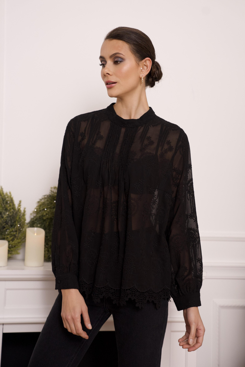 Großhändler Choklate - Bestickte Baumwollbluse
