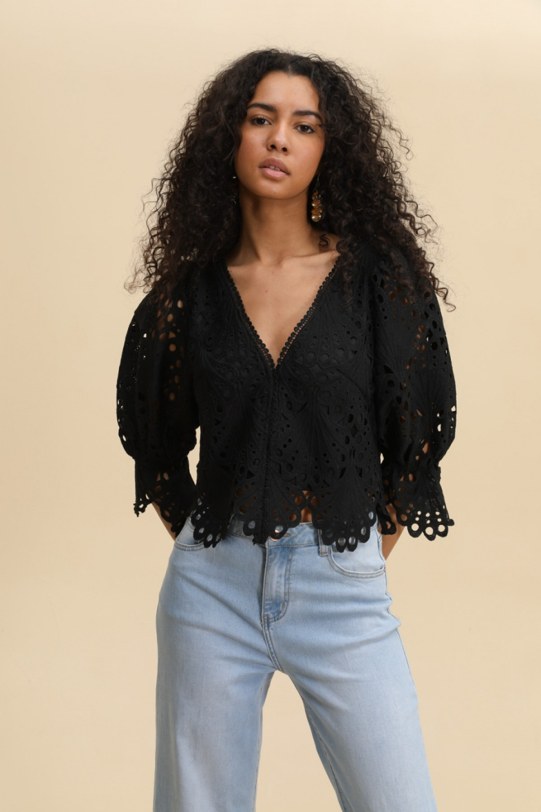 Mayorista Choklate - Blusa Séléna de encaje con mangas abullonadas