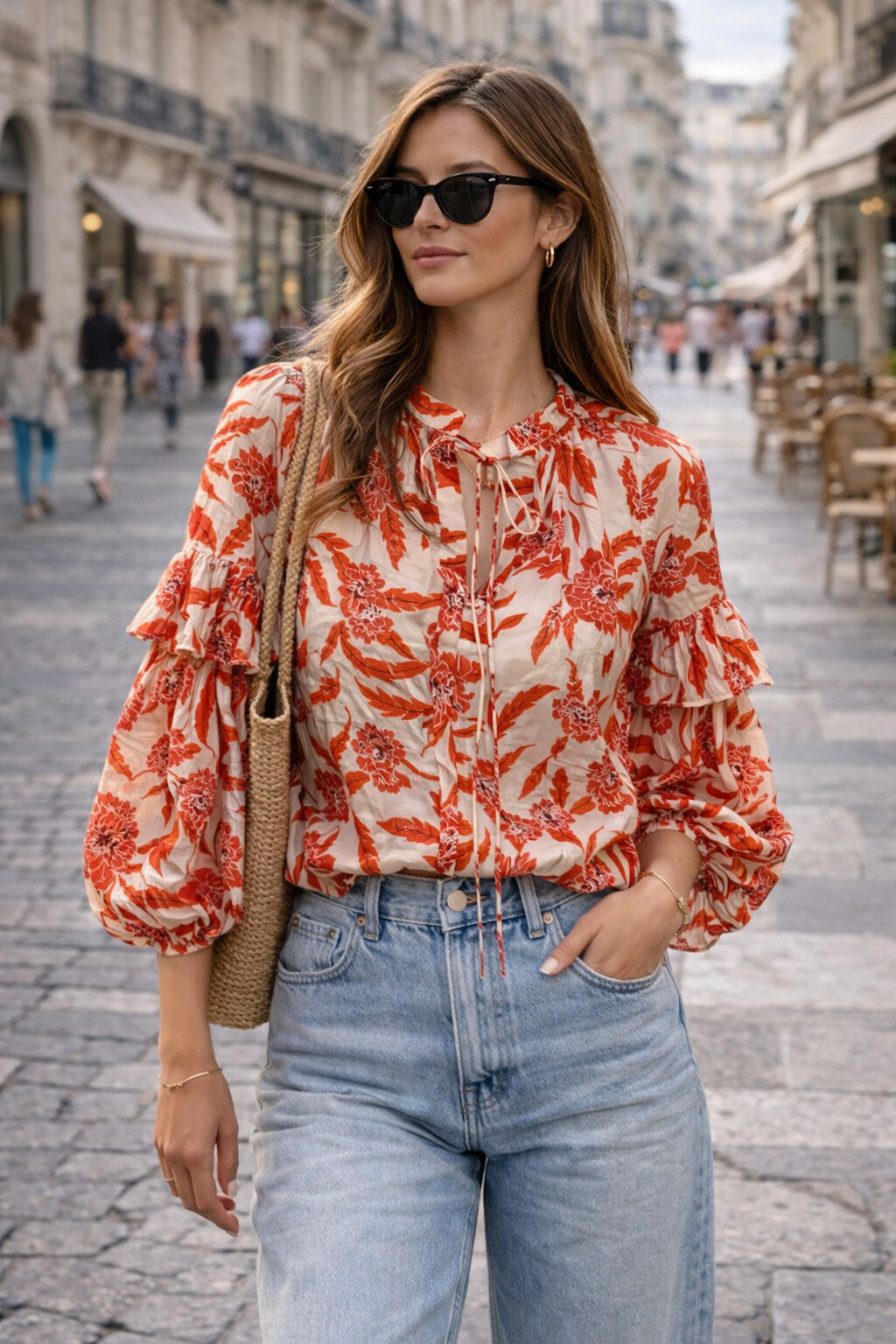Wholesaler Choklate - Cirta printed blouse with balloon sleeves
